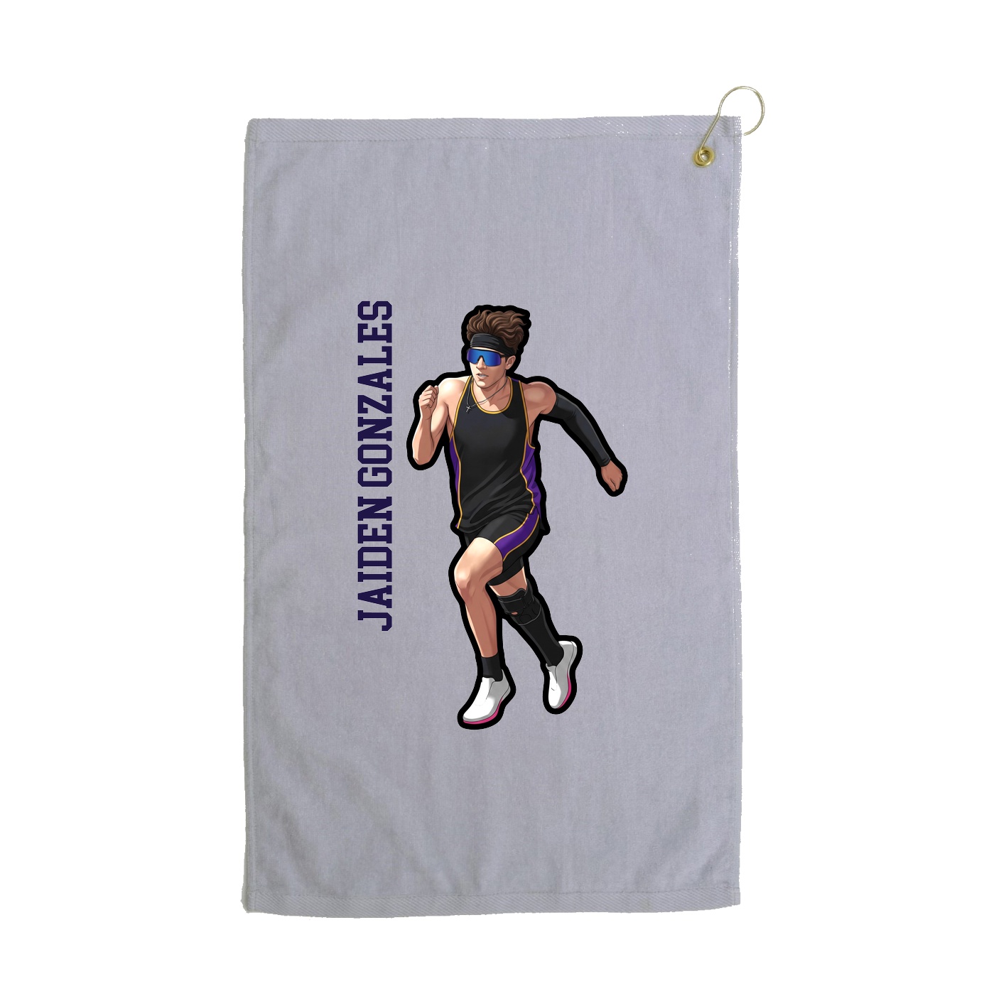 Golf Towel — Name Vertical in Grey