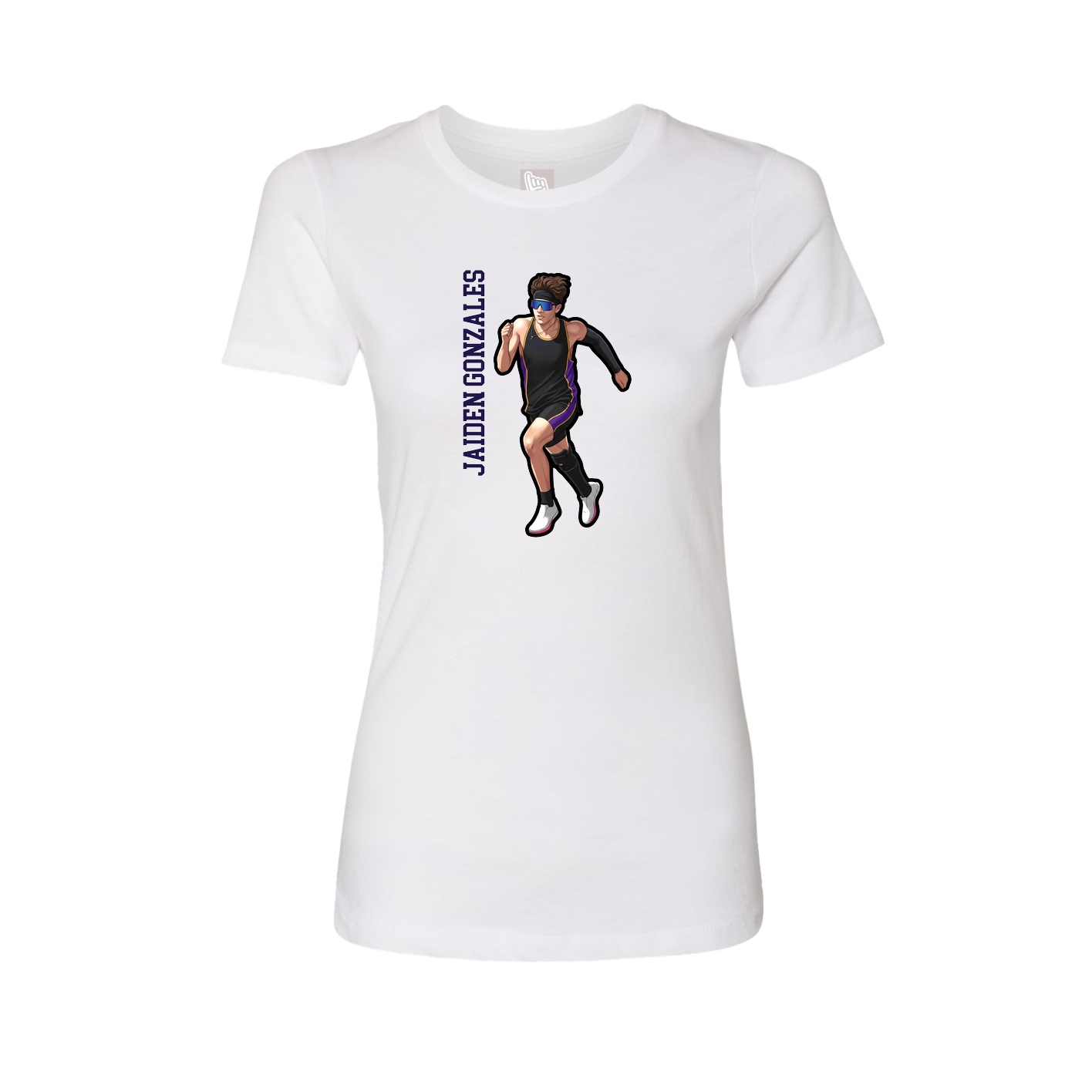 Fitted Women's Tee — Name Vertical in White