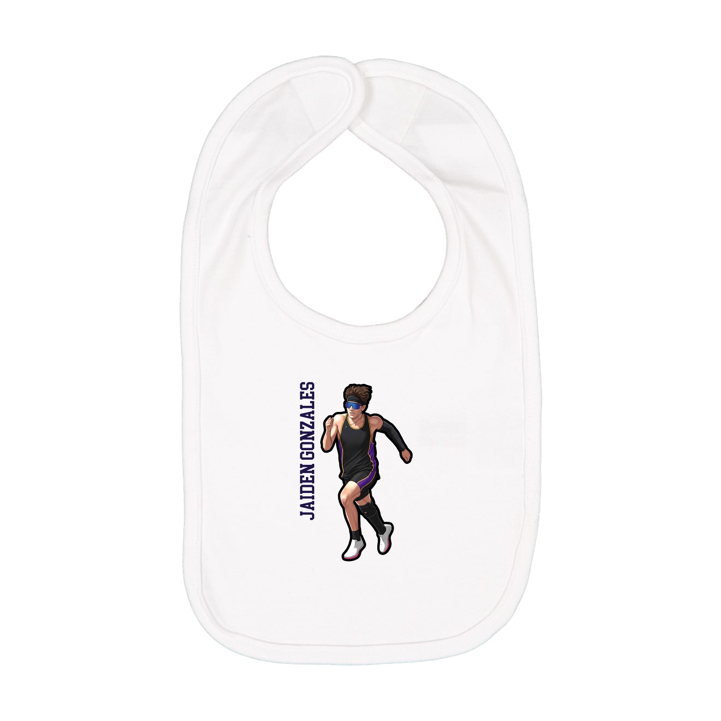 Infant Bib — Name Vertical in White