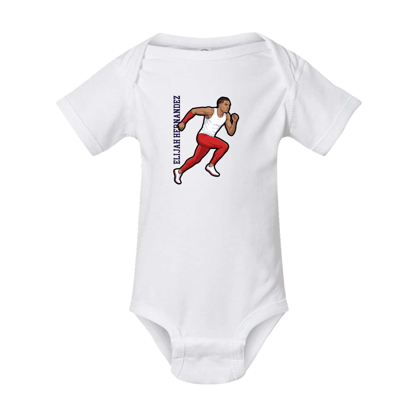 Baby Onesie — Name Vertical in White
