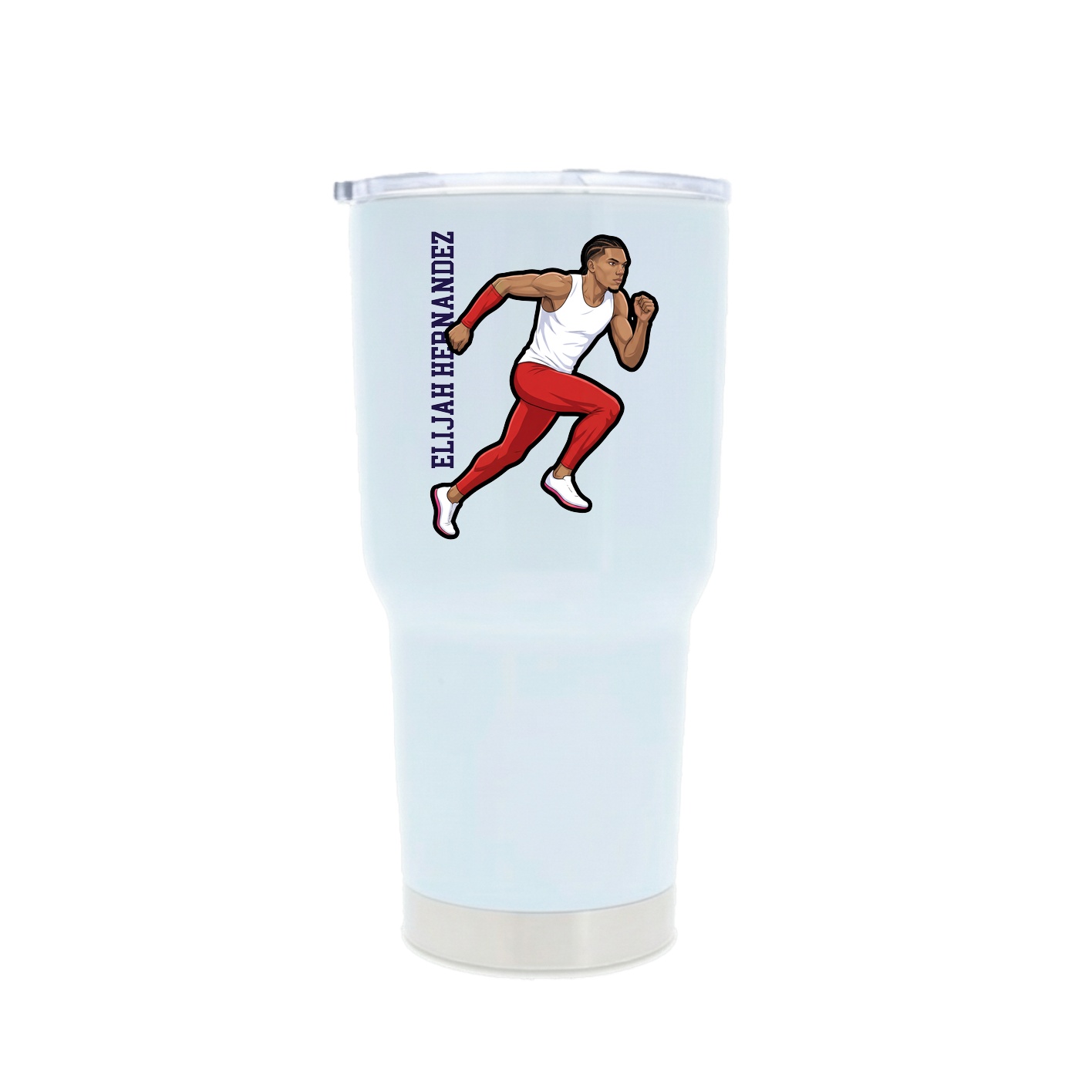 30oz Stainless Steel Tumbler — Name Vertical in White