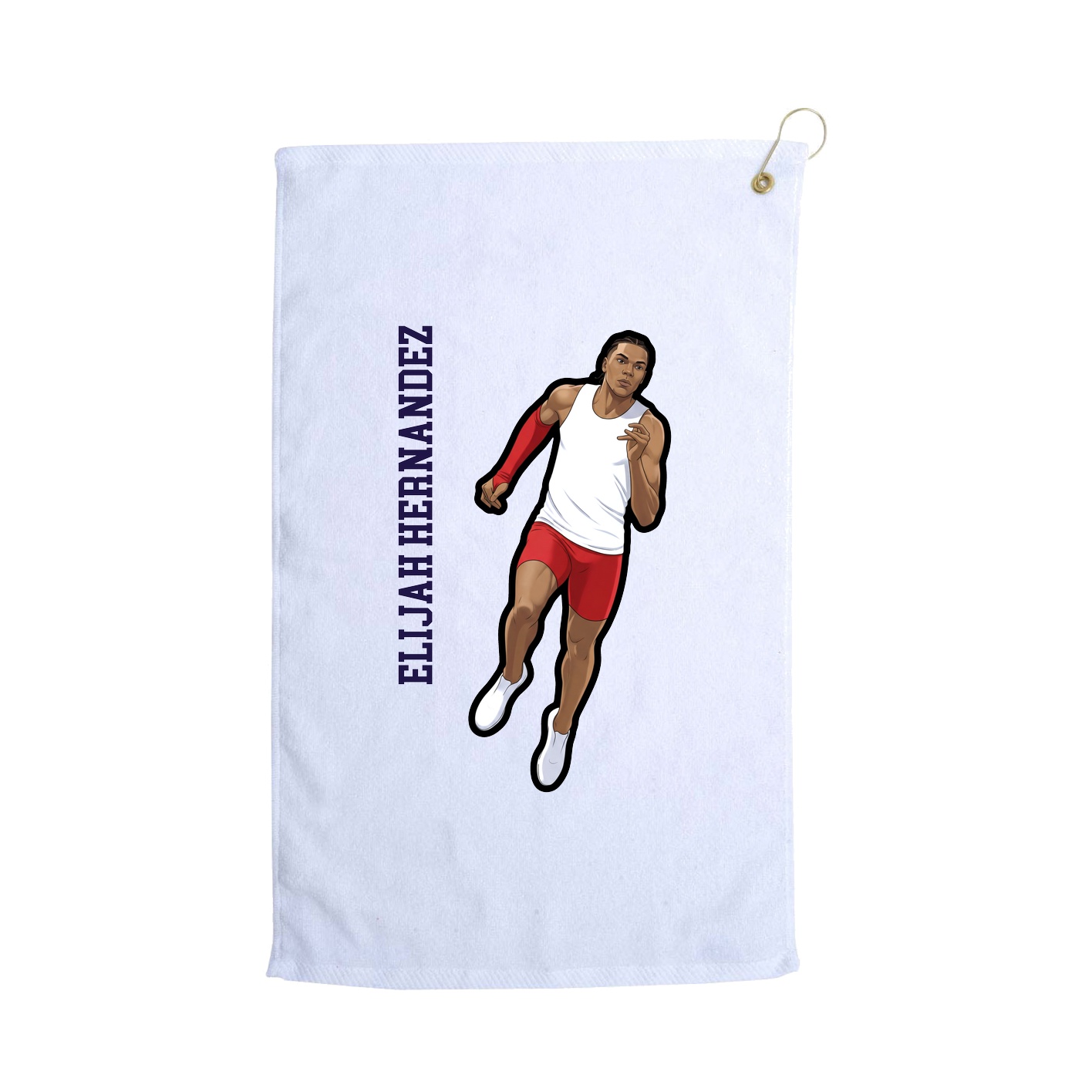 Golf Towel — Name Vertical in White