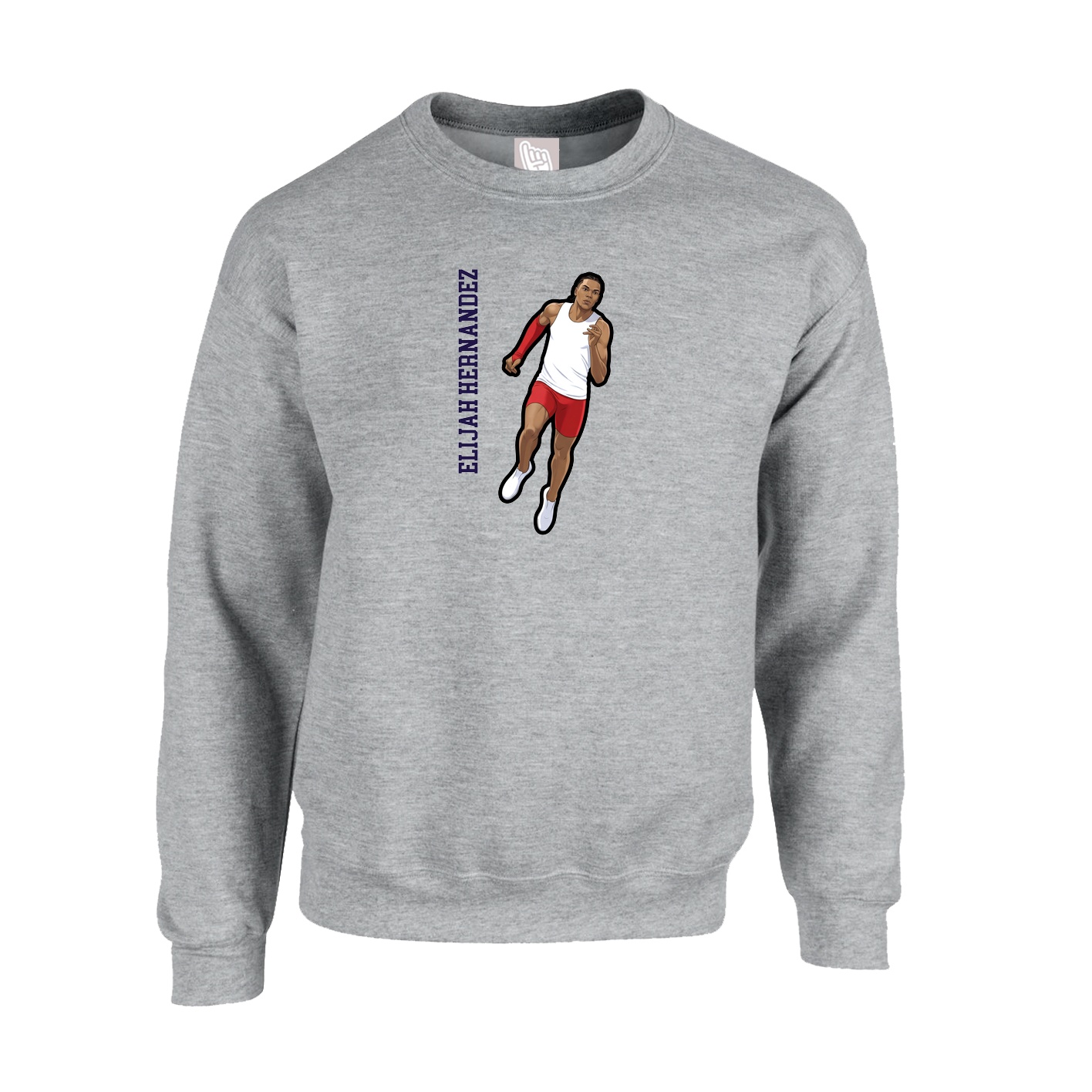 Fleece Crew — Name Vertical in Grey