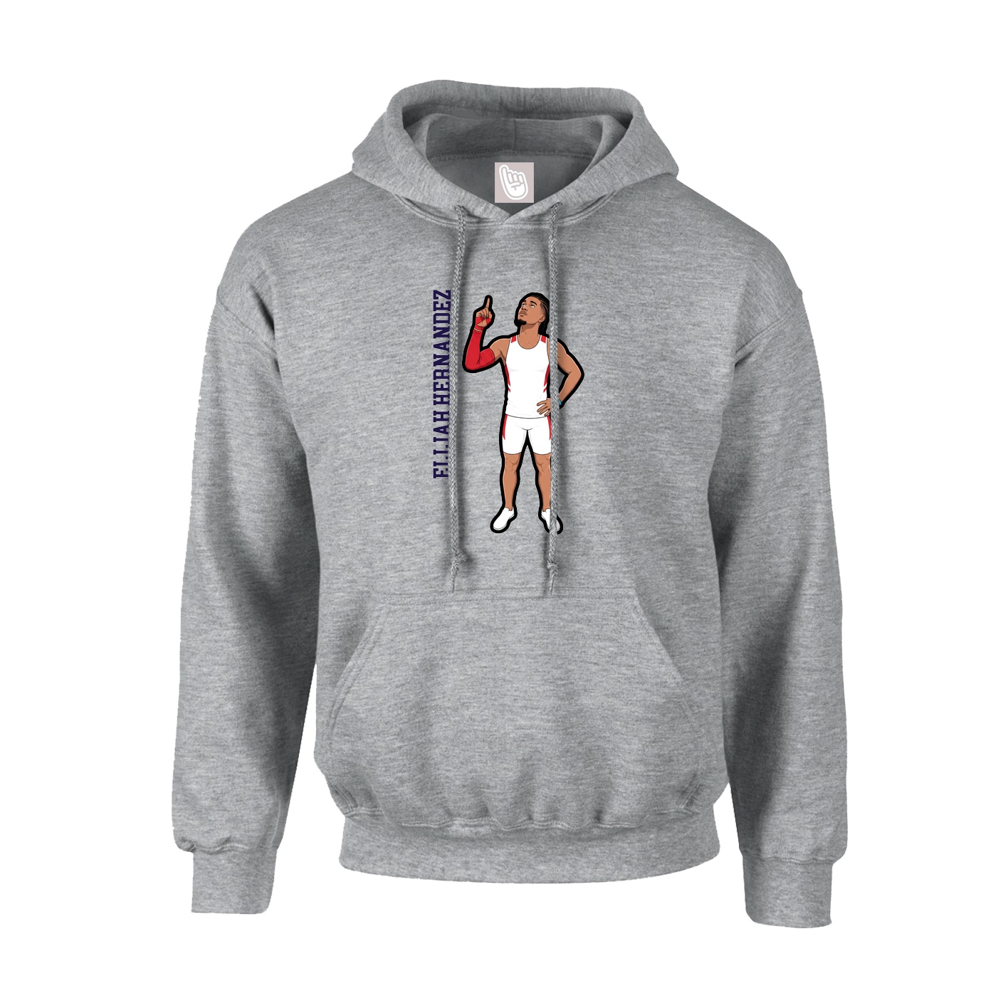 Hoodie — Name Vertical in Grey