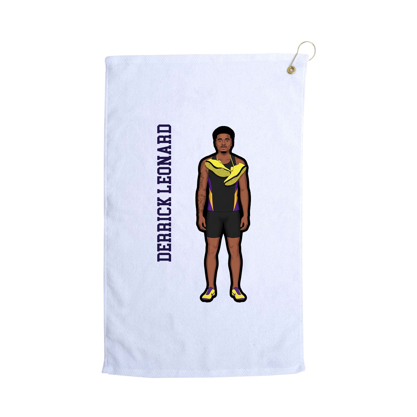 Golf Towel — Name Vertical in White