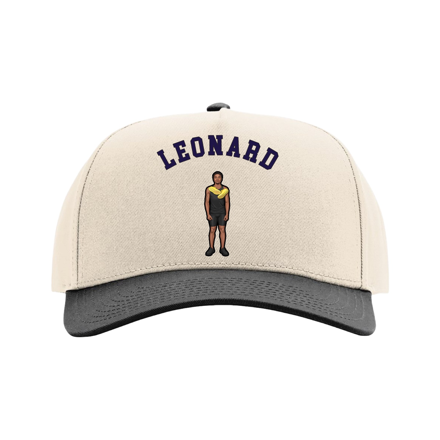 Full Fabric Five-Panel Champ Cap — Shirsey Arch in Cream/Black