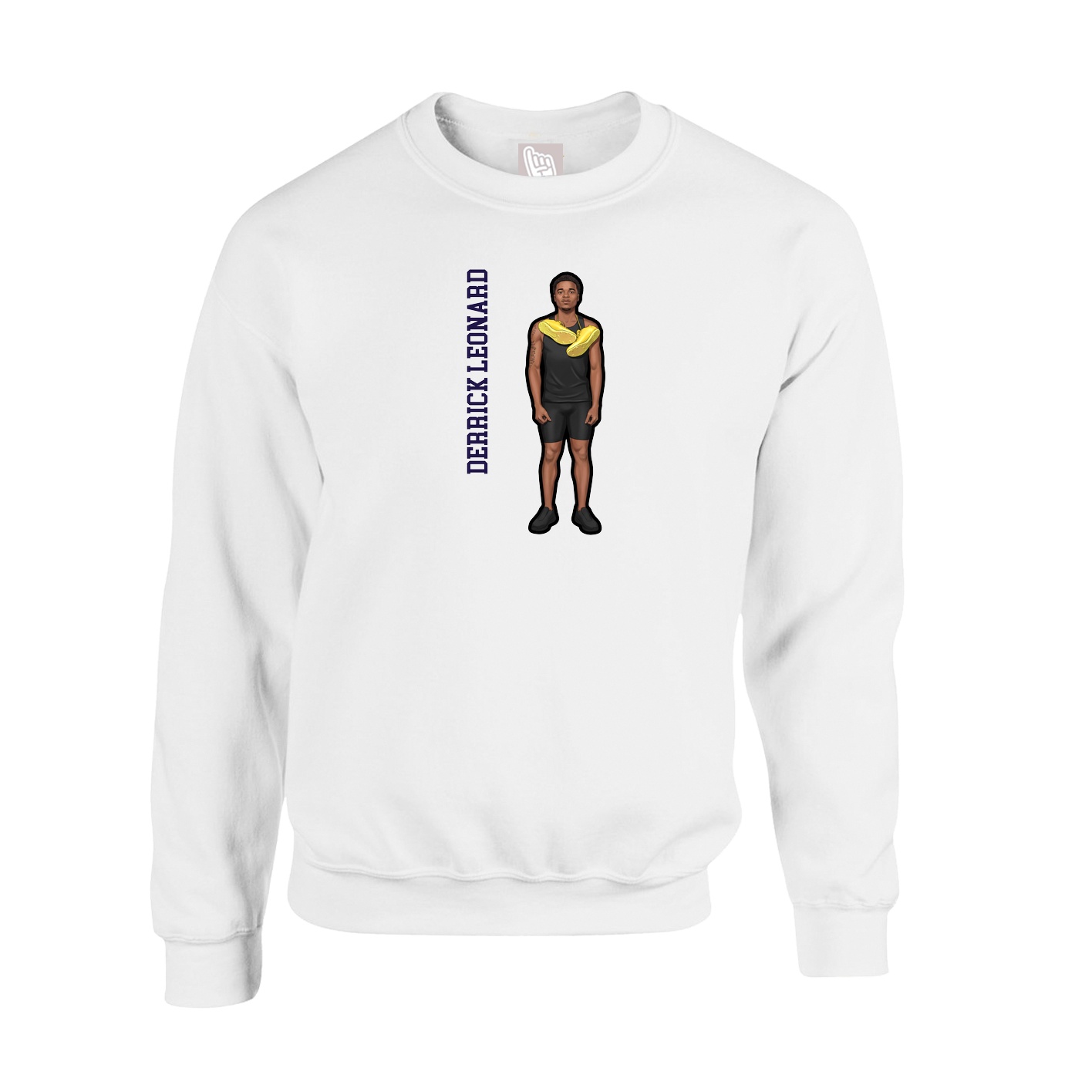 Fleece Crew — Name Vertical in White