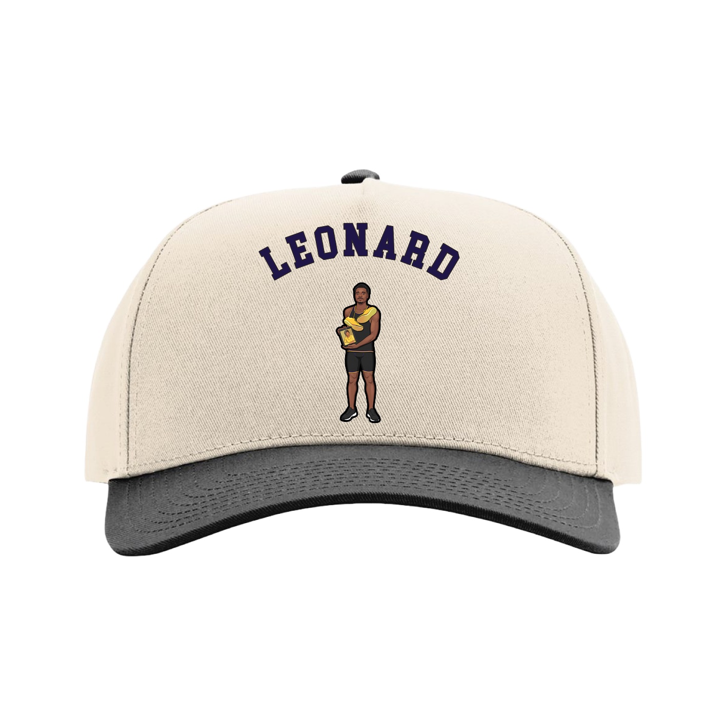 Full Fabric Five-Panel Champ Cap — Shirsey Arch in Cream/Black