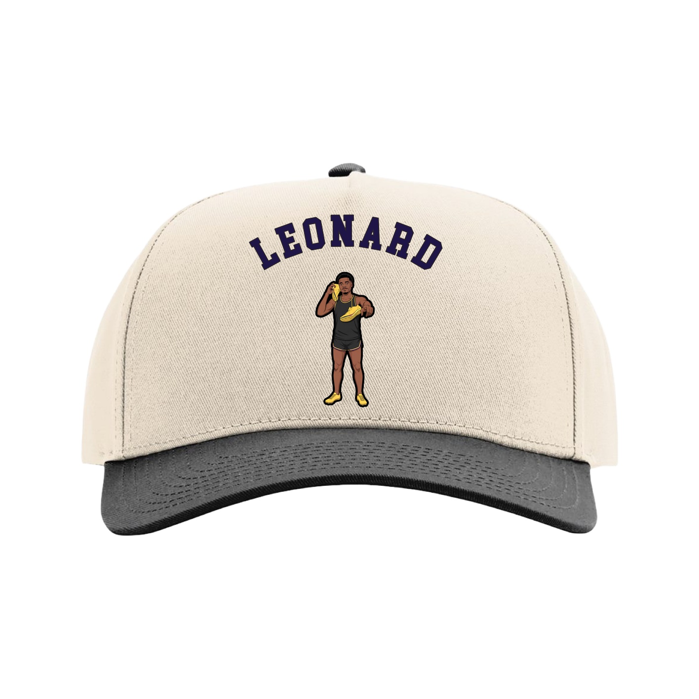 Full Fabric Five-Panel Champ Cap — Shirsey Arch in Cream/Black