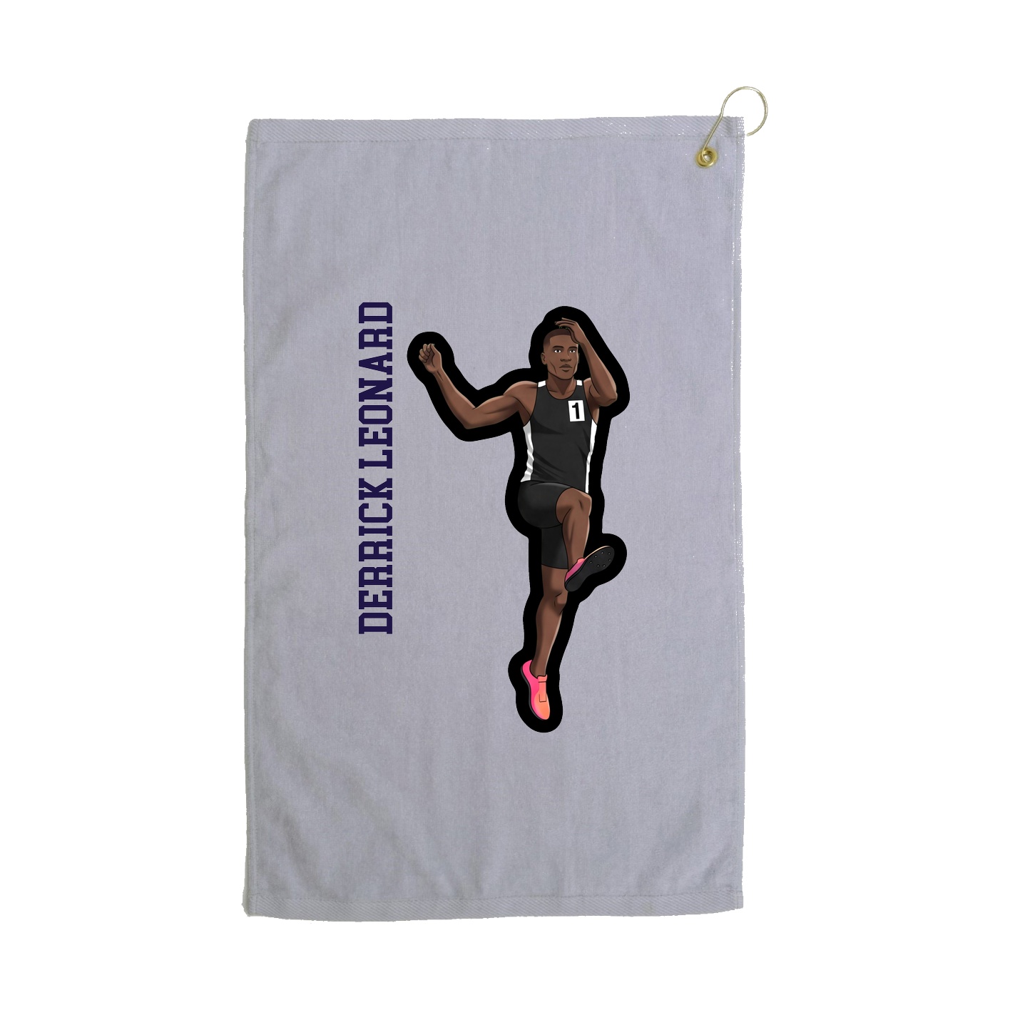 Golf Towel — Name Vertical in Grey