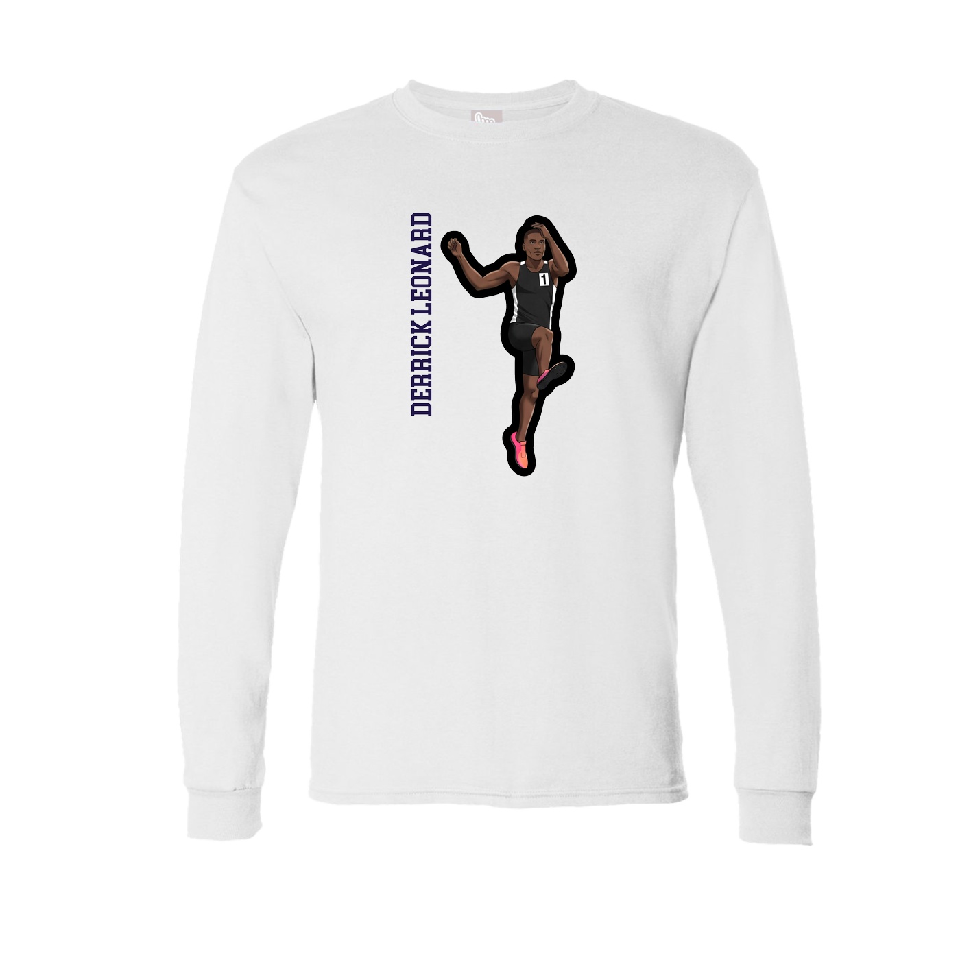Long Sleeve Tee — Name Vertical in White