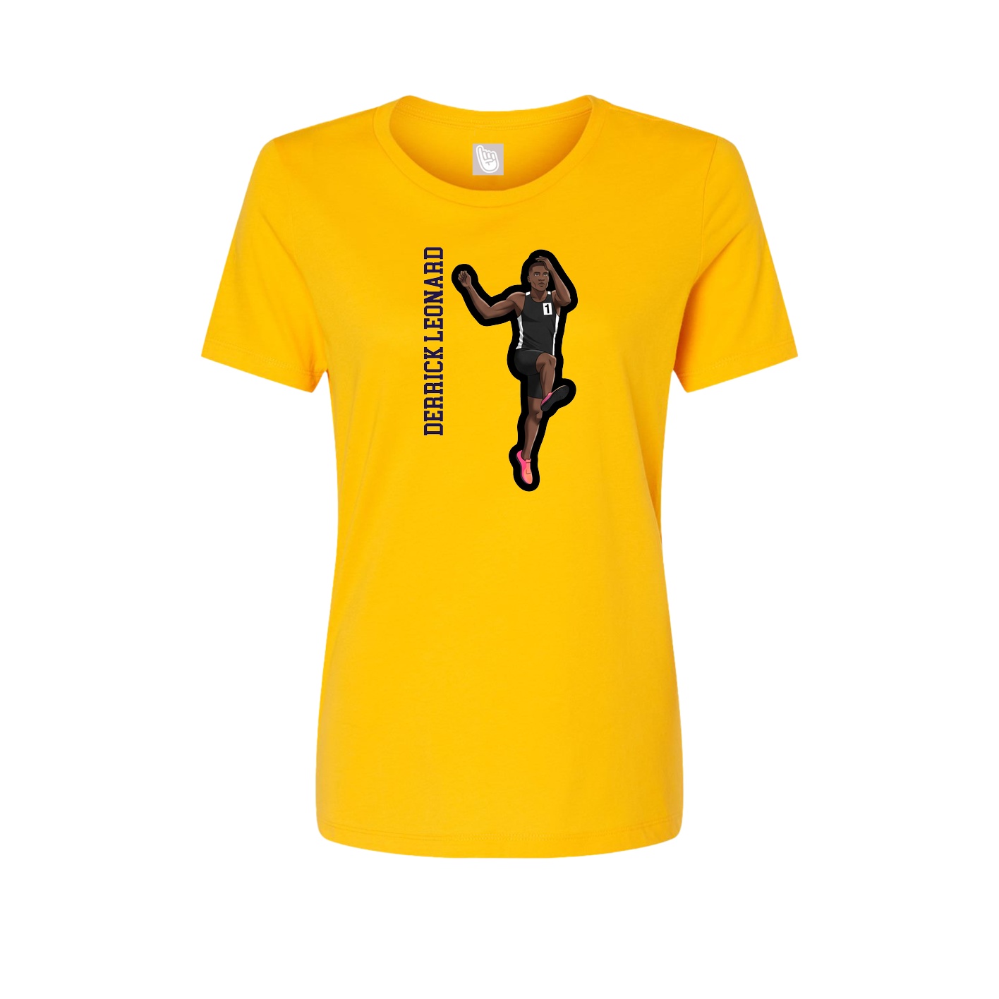 Fitted Women's Tee — Name Vertical in Gold