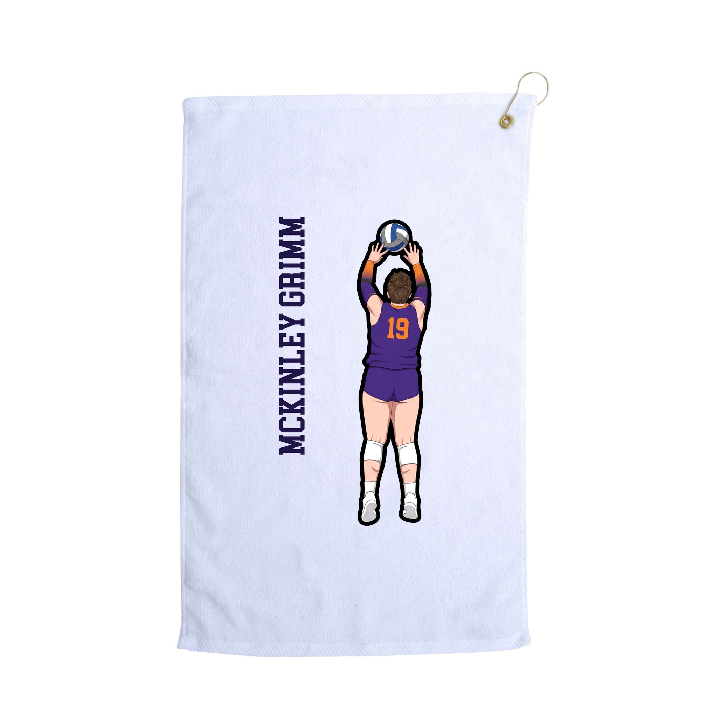 Golf Towel — Name Vertical in White