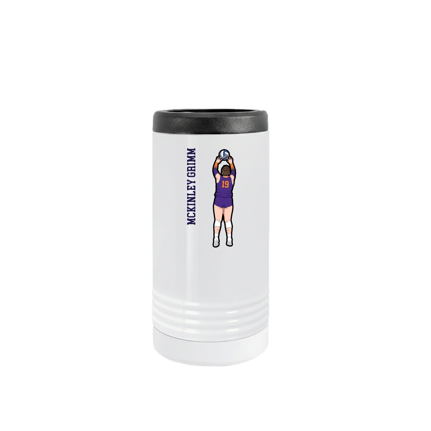 Slim Beverage Holder — Name Vertical in White