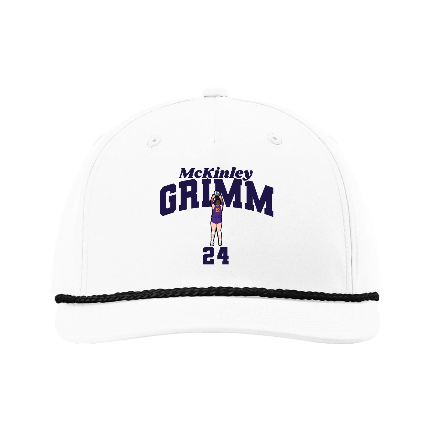 Five-Panel Classic Rope Cap — Signature Arch in White