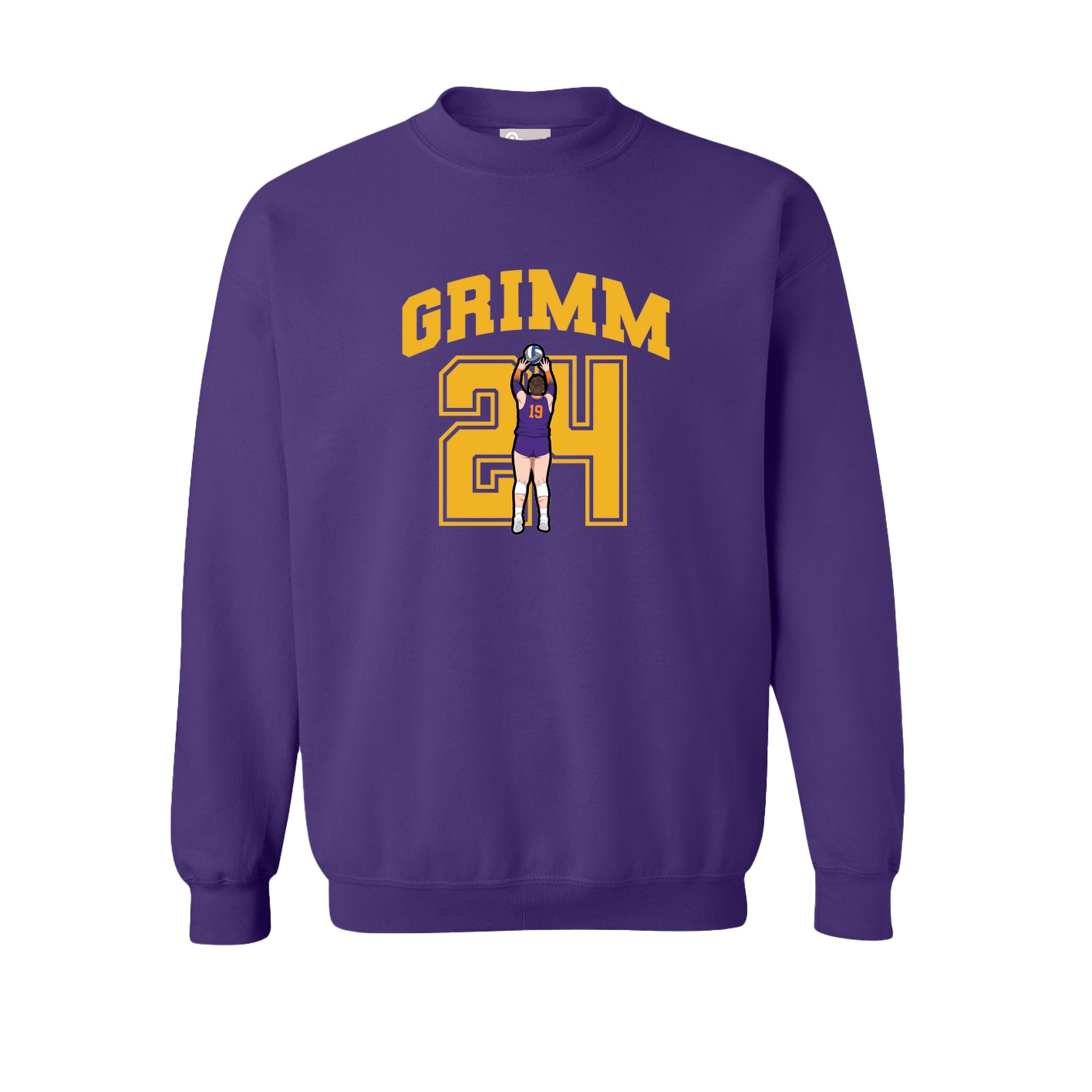Fleece Crew — Number in Purple