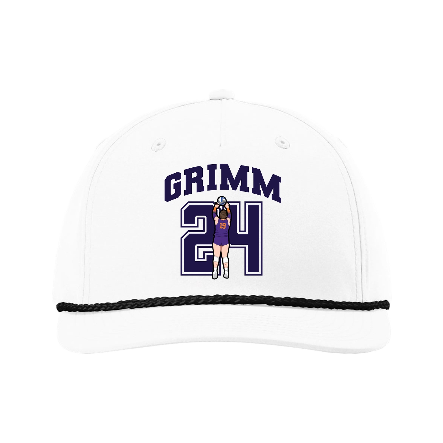 Five-Panel Classic Rope Cap — Number in White