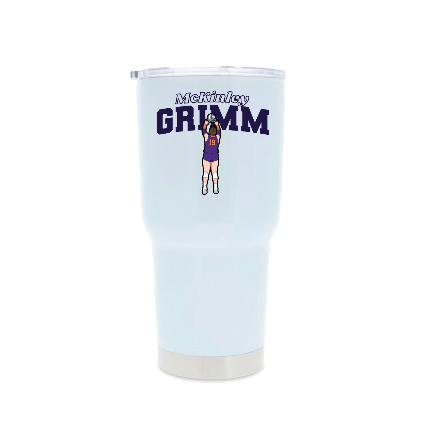 30oz Stainless Steel Tumbler — Name Arch in White