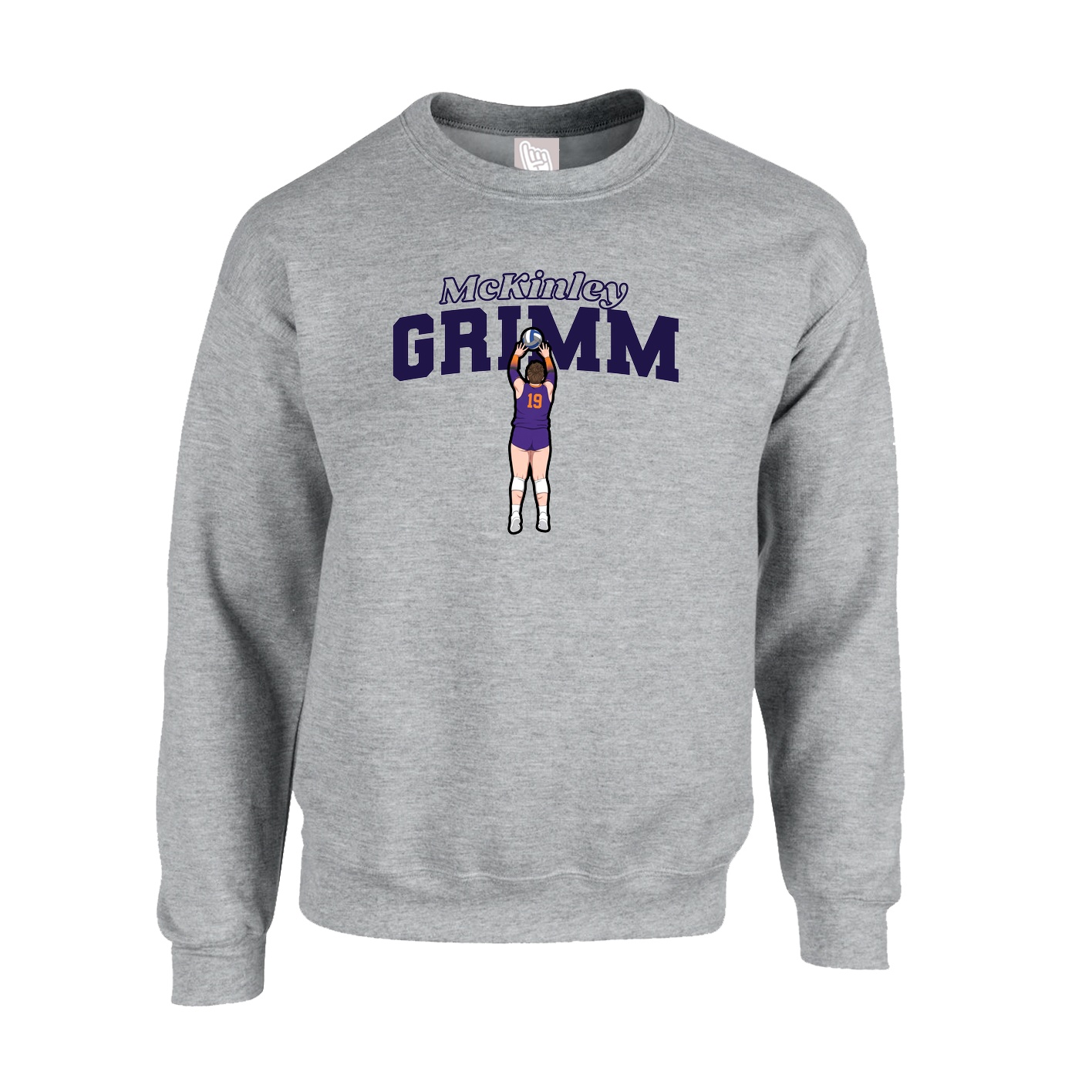Fleece Crew — Name Arch in Grey