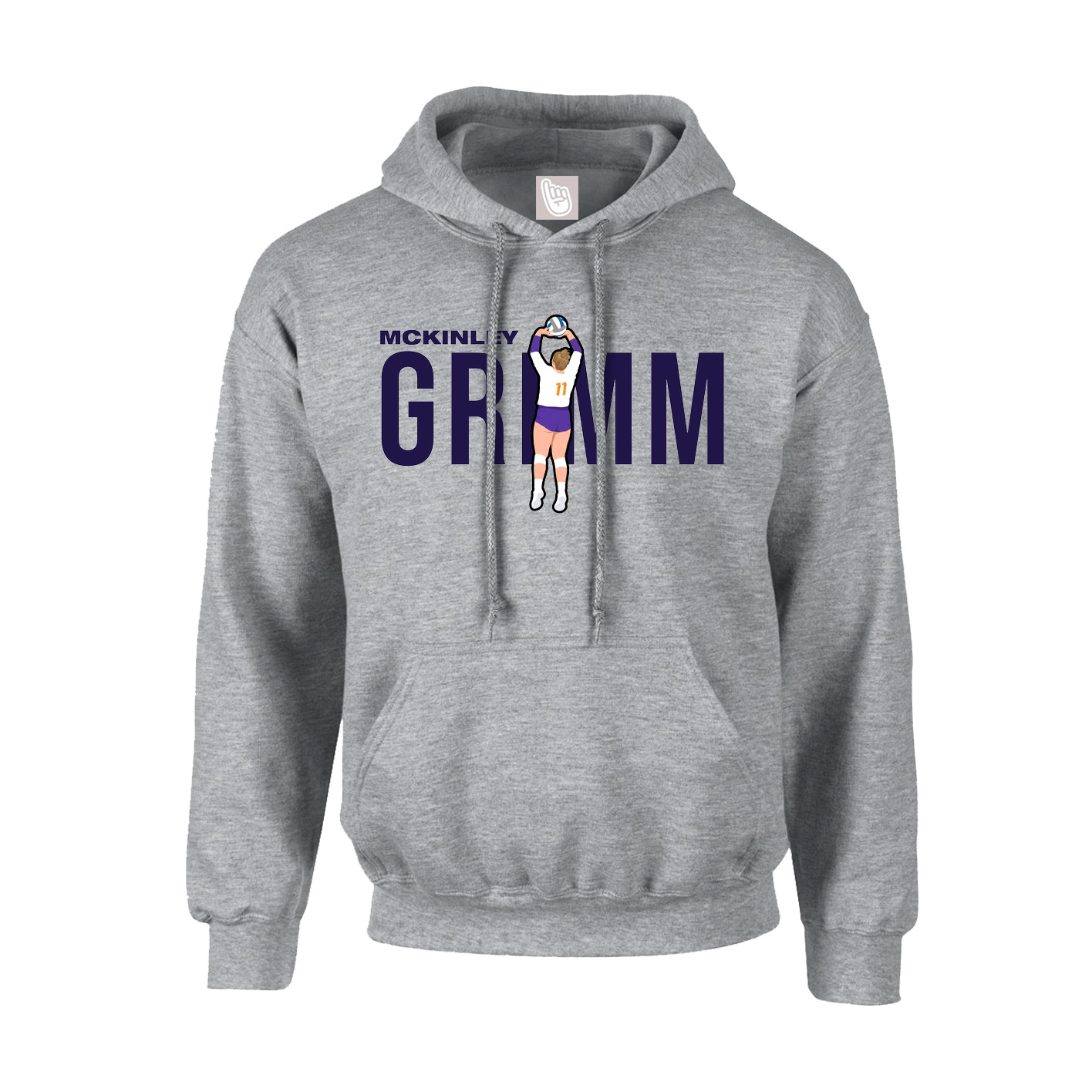 Youth Hoodie — Player Name in Grey