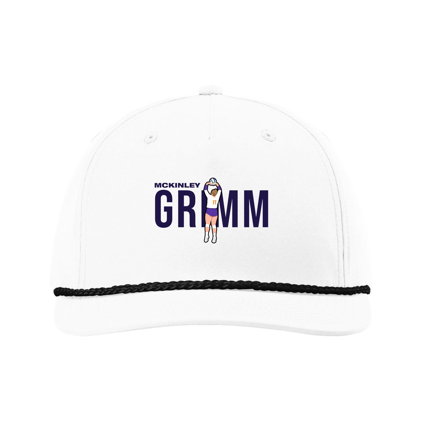 Five-Panel Classic Rope Cap — Player Name in White