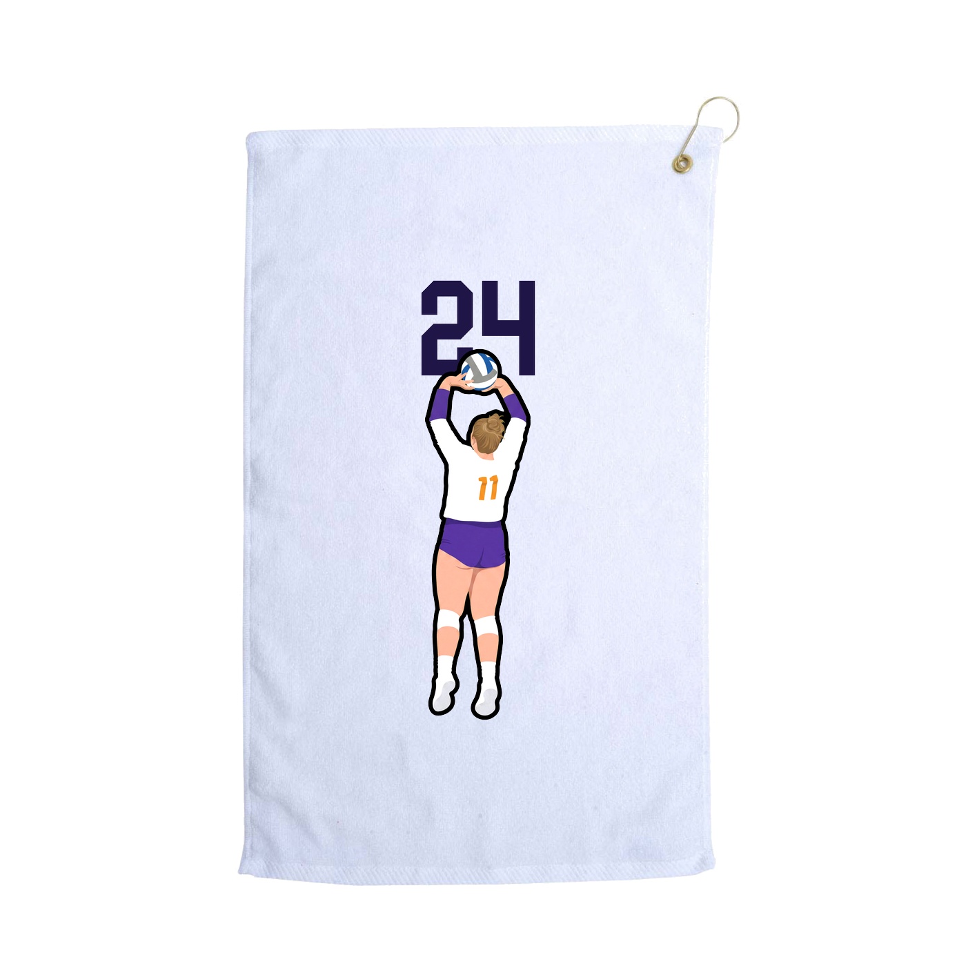 Golf Towel — Number Top in White
