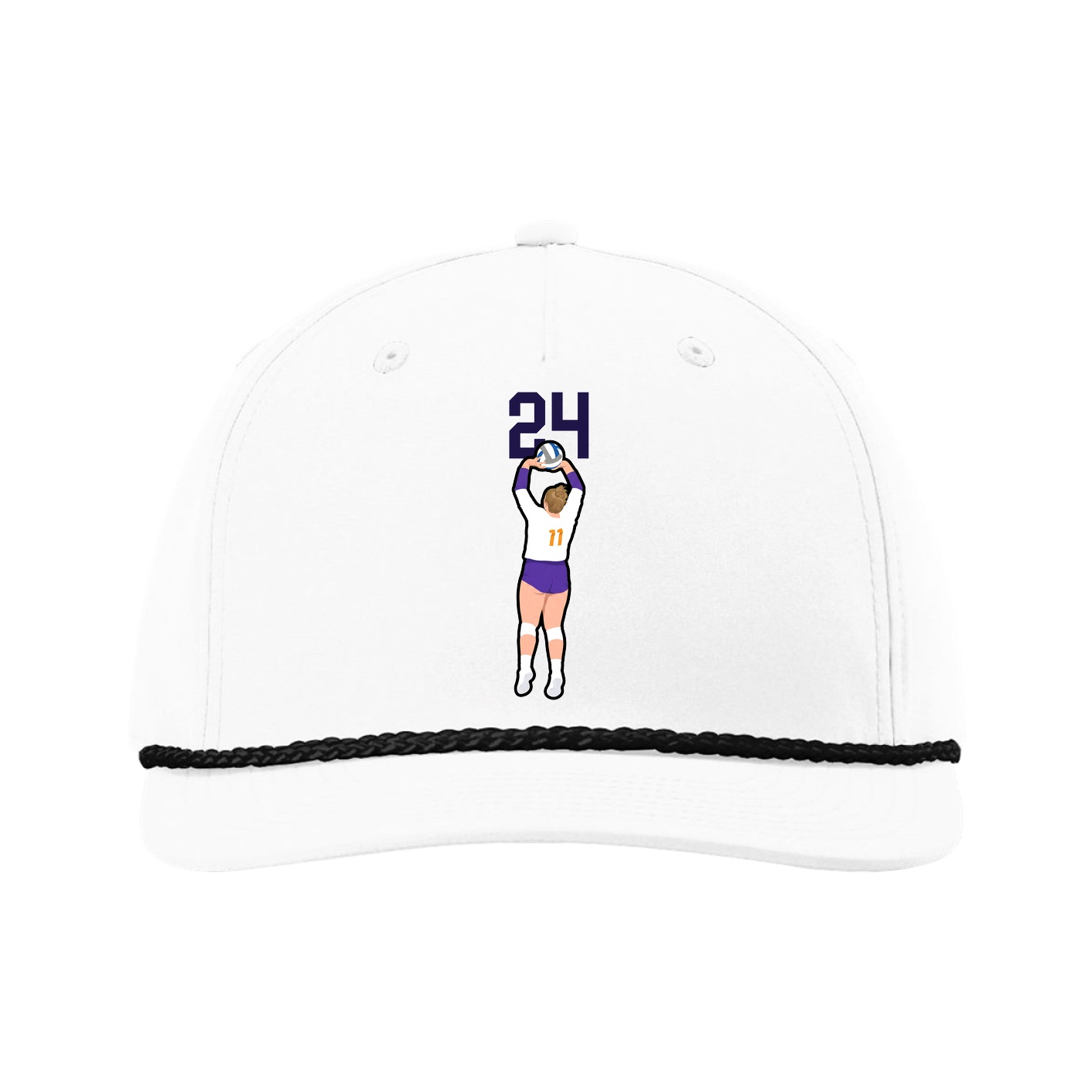 Five-Panel Classic Rope Cap — Number Top in White