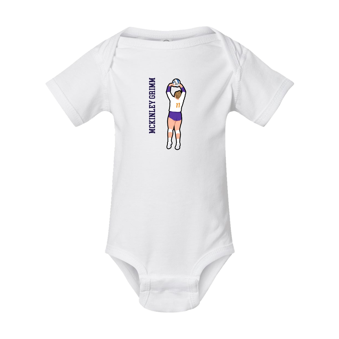 Baby Onesie — Name Vertical in White