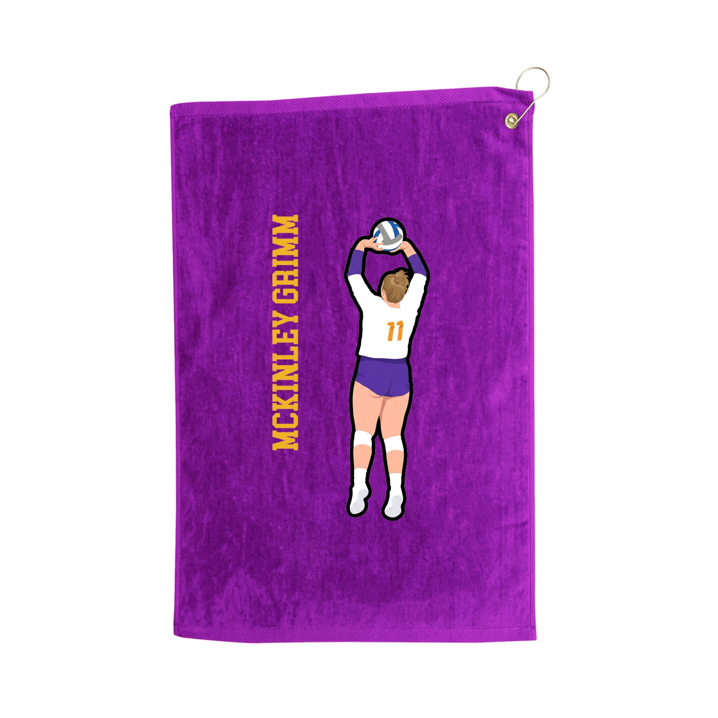 Golf Towel — Name Vertical in Purple
