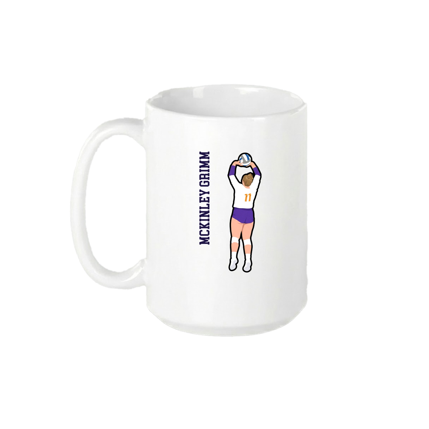 15oz Coffee Mug — Name Vertical in White