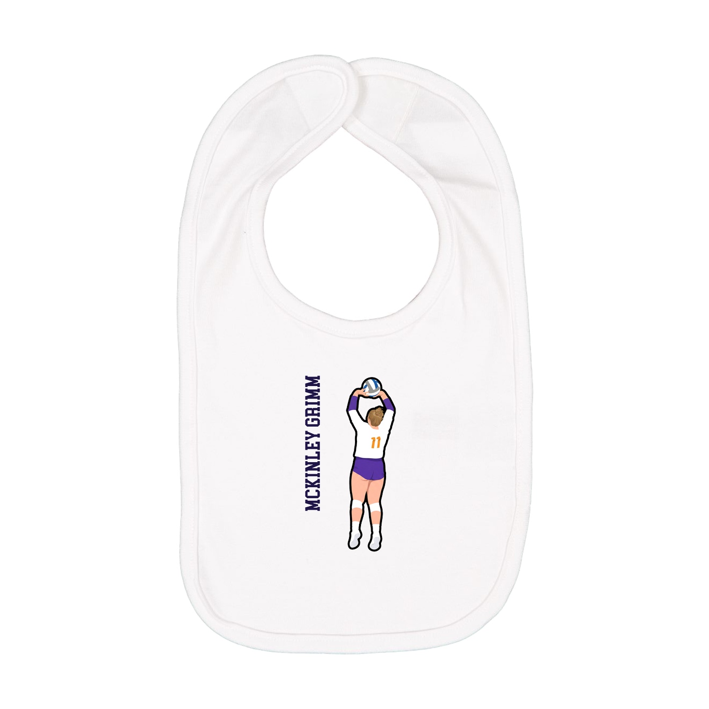 Infant Bib — Name Vertical in White