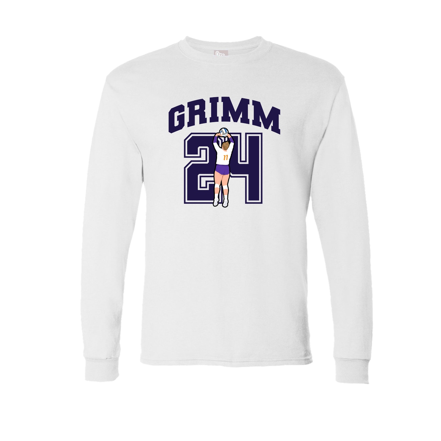 Long Sleeve Tee — Number in White