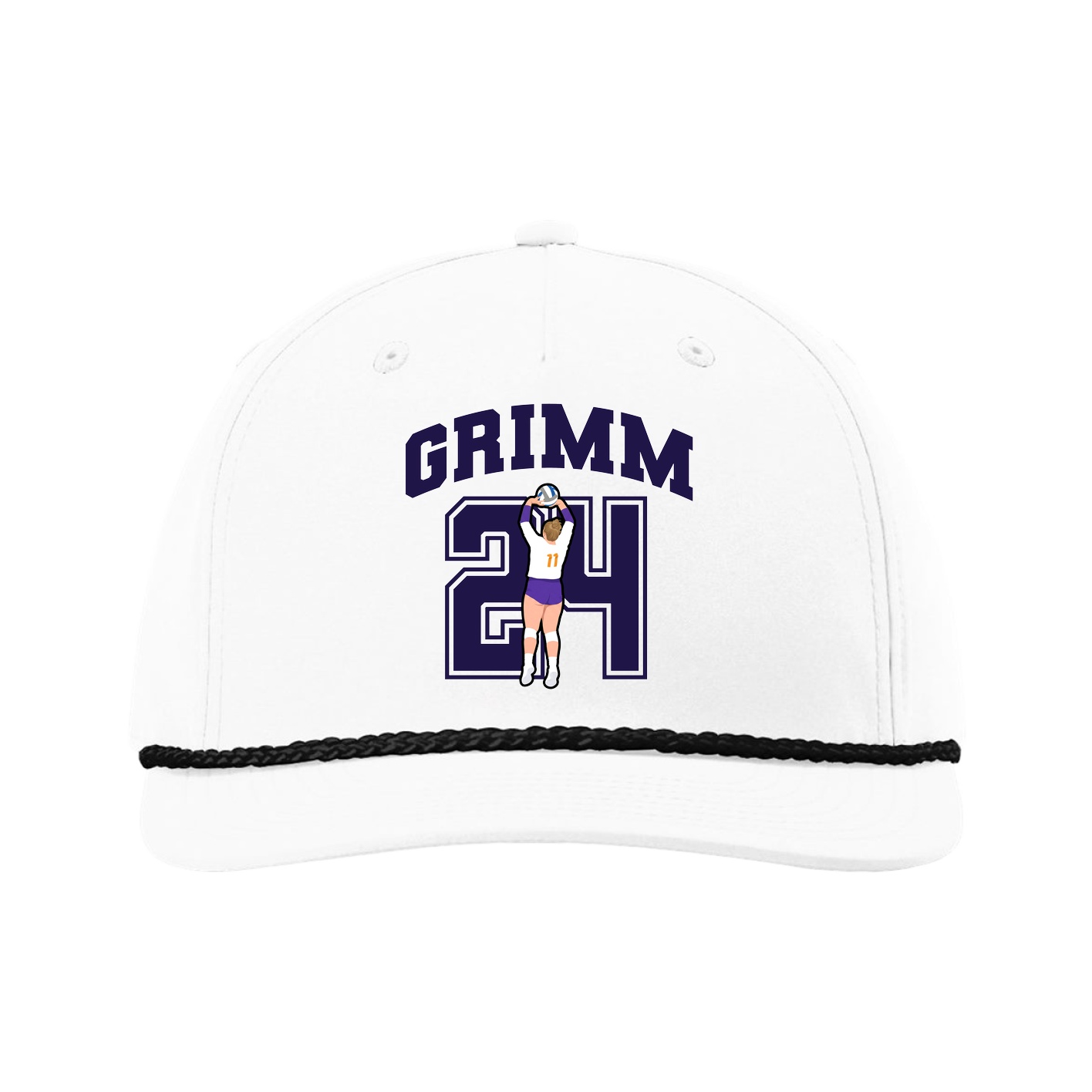 Five-Panel Classic Rope Cap — Number in White