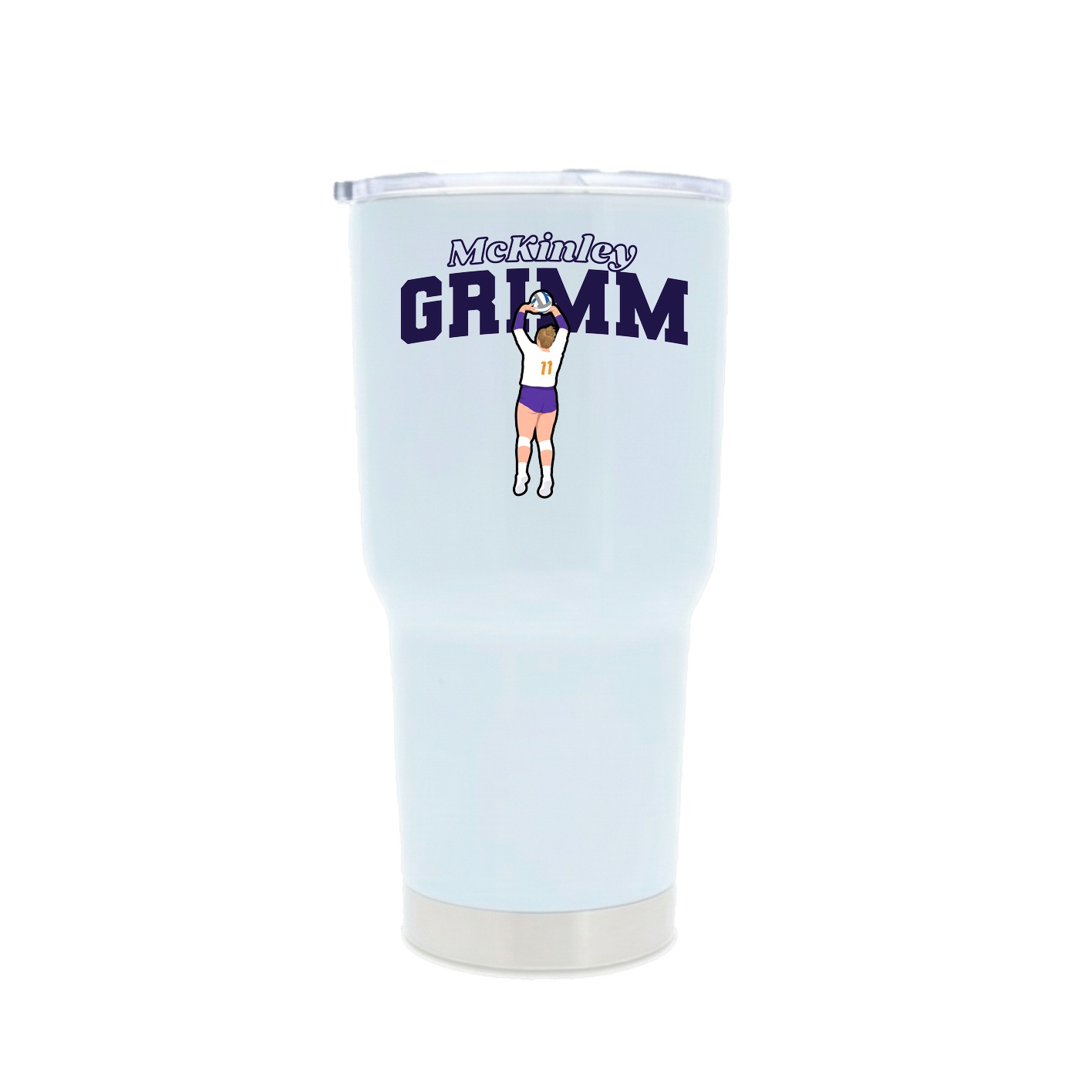 30oz Stainless Steel Tumbler — Name Arch in White