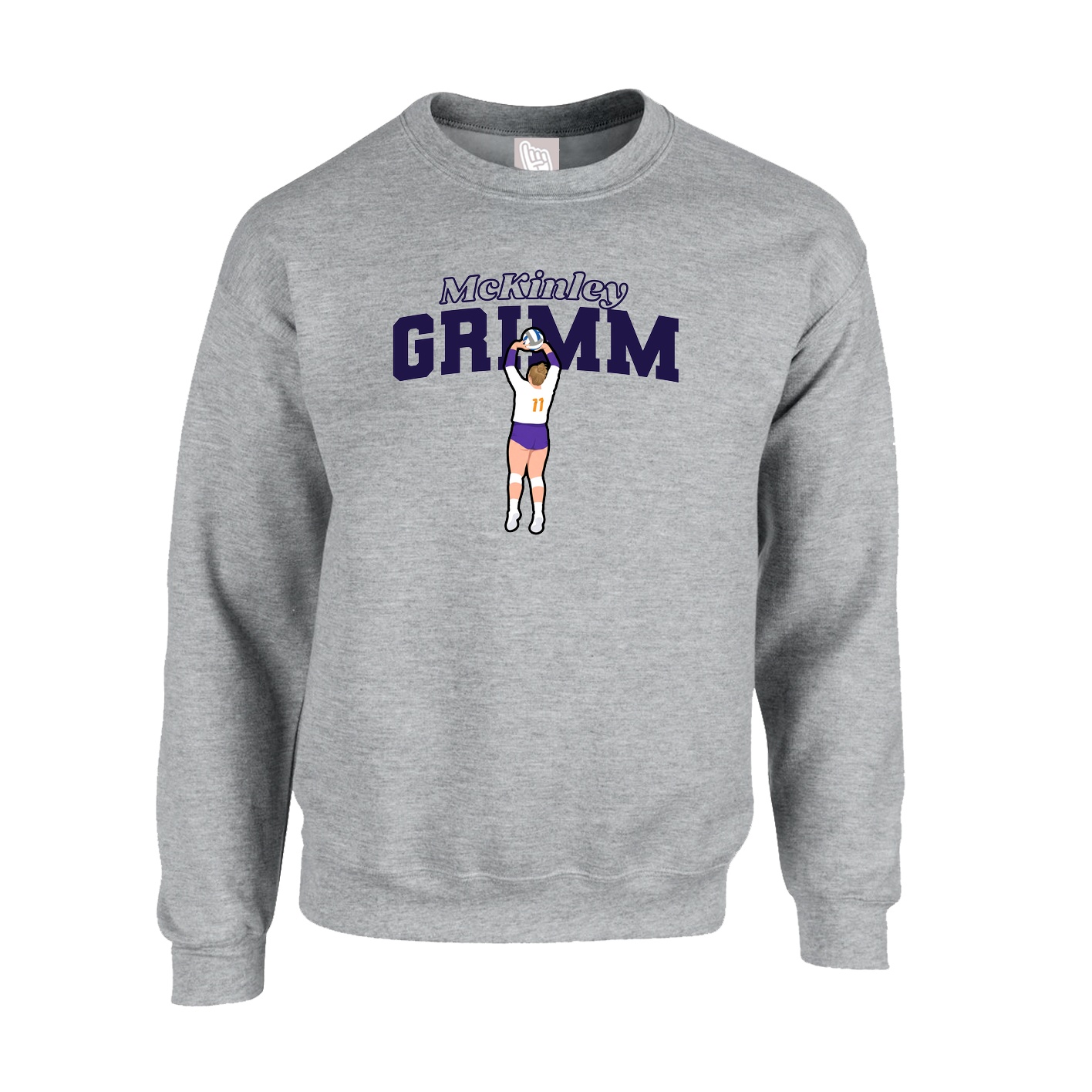 Fleece Crew — Name Arch in Grey