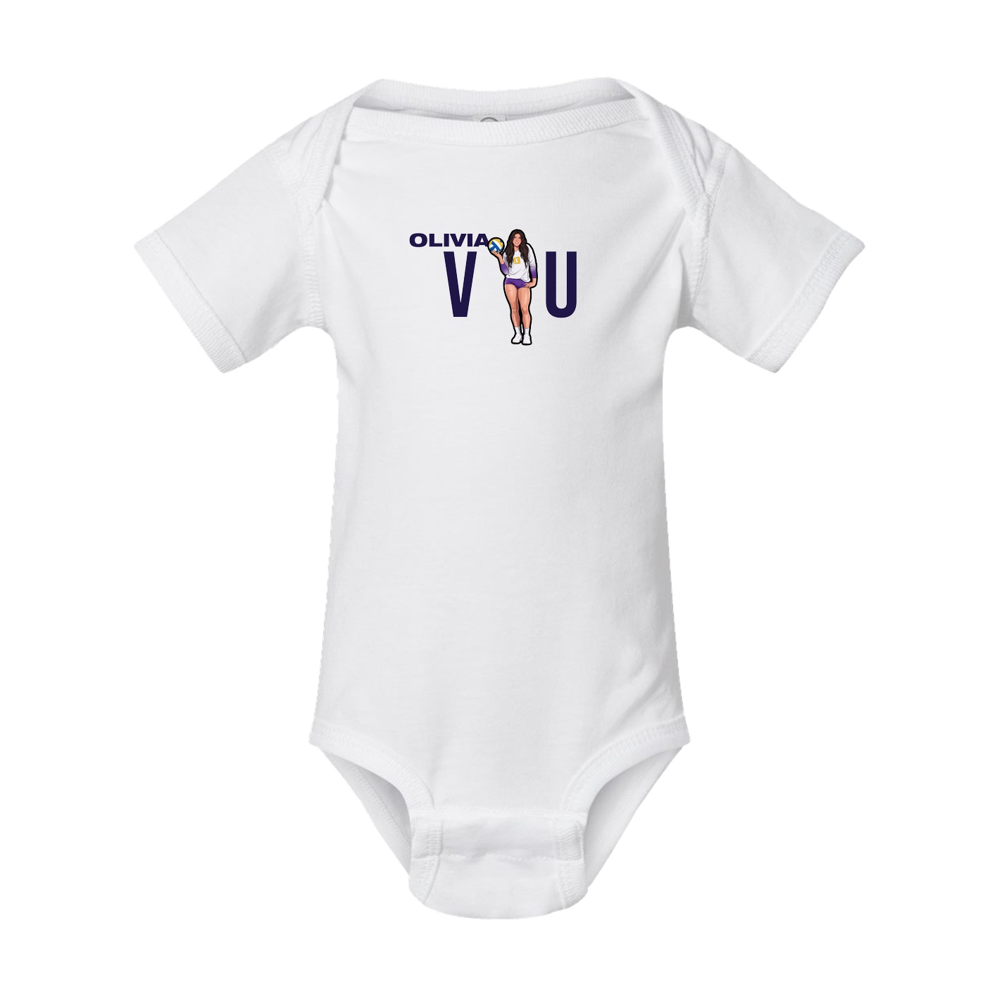 Baby Onesie — Player Name in White