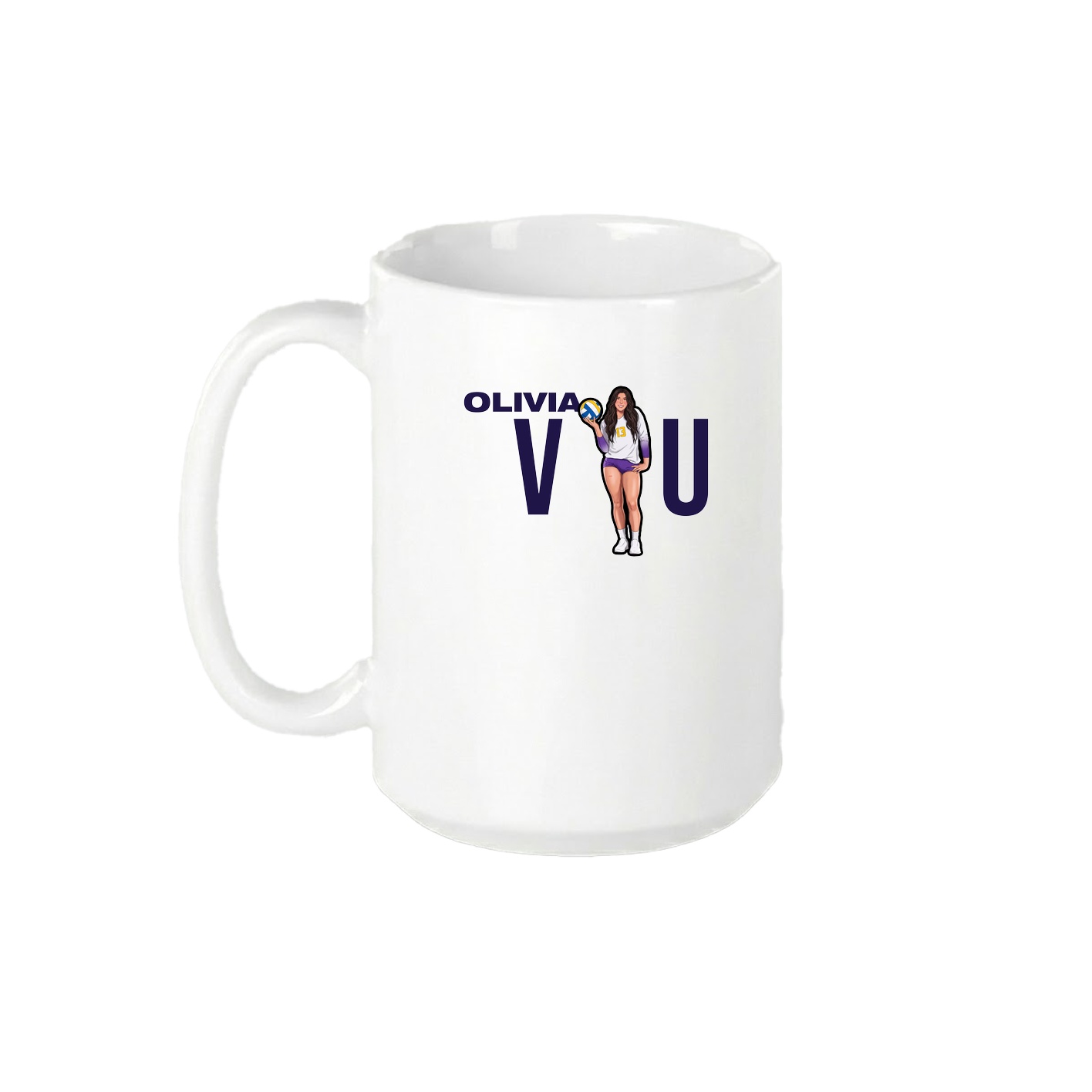 15oz Coffee Mug — Player Name in White