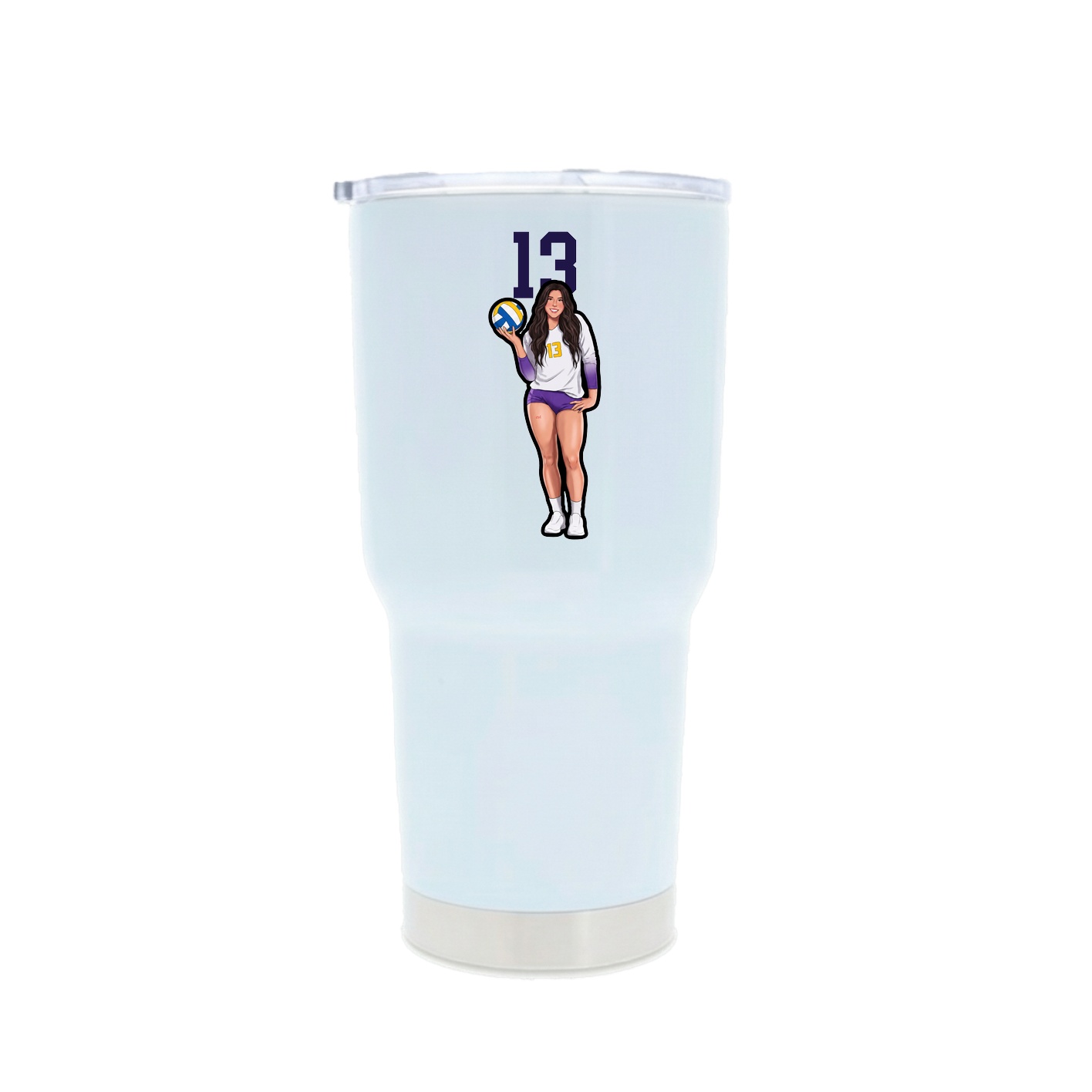 30oz Stainless Steel Tumbler — Number Top in White