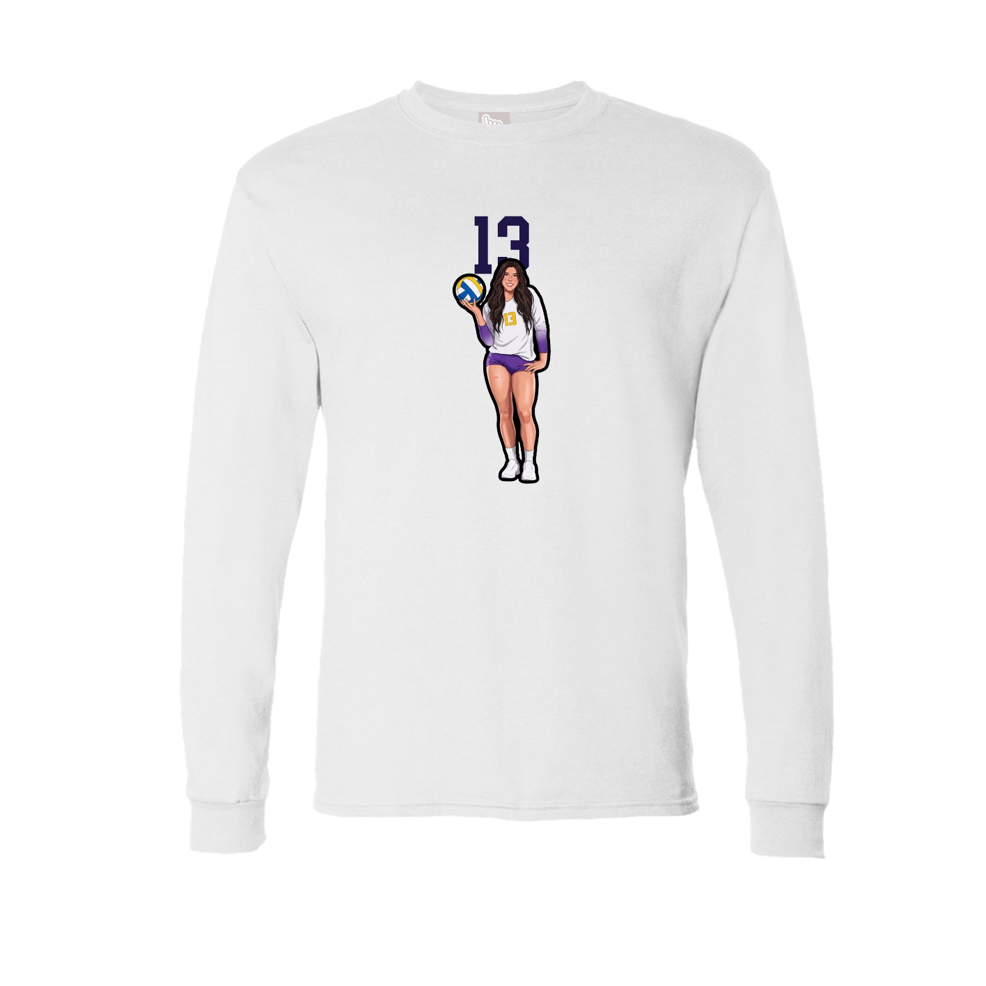Long Sleeve Tee — Number Top in White