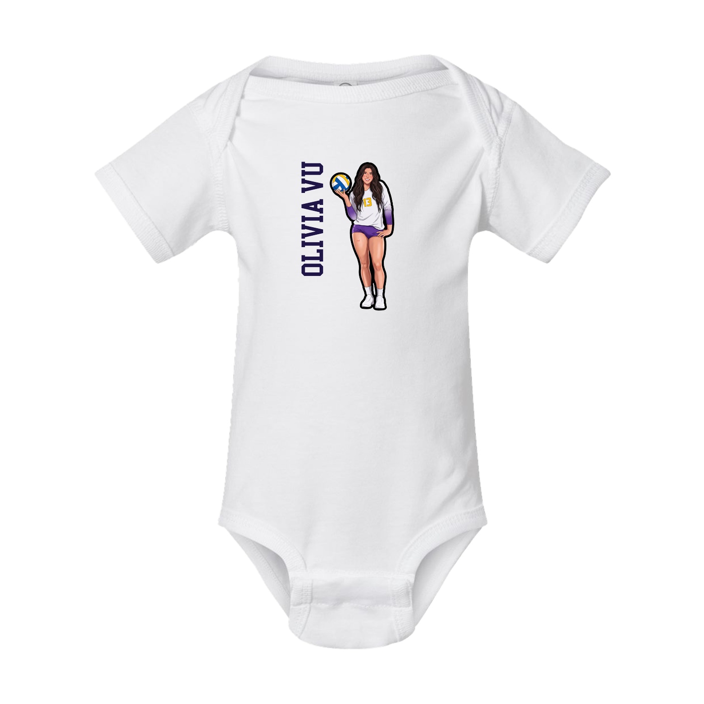 Baby Onesie — Name Vertical in White