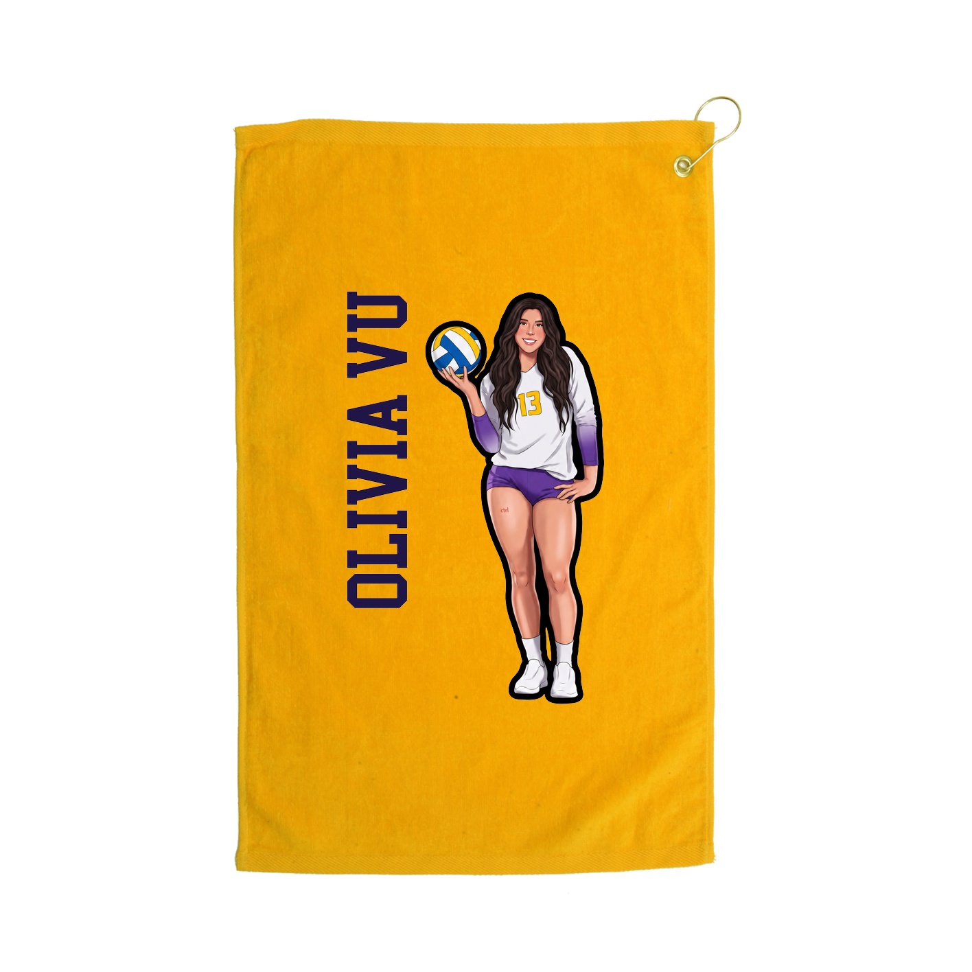 Golf Towel — Name Vertical in Gold