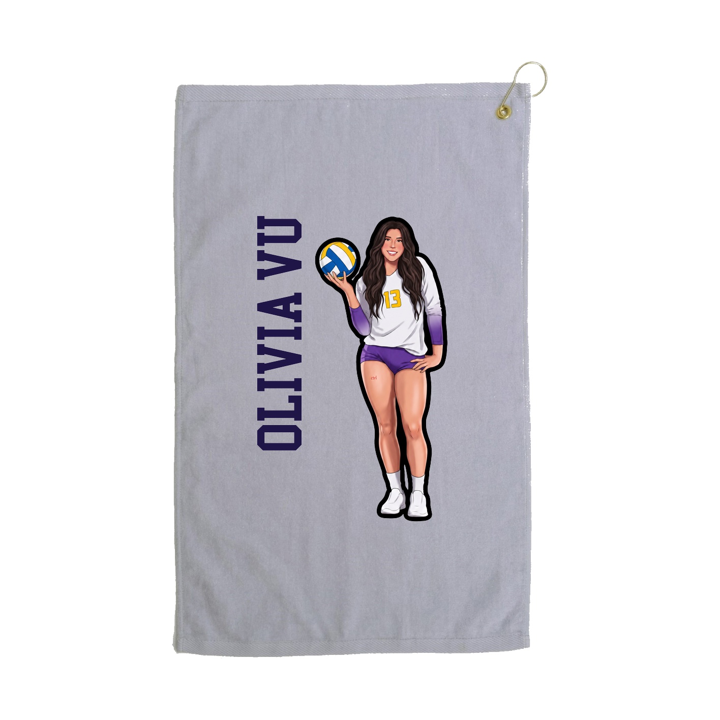 Golf Towel — Name Vertical in Grey