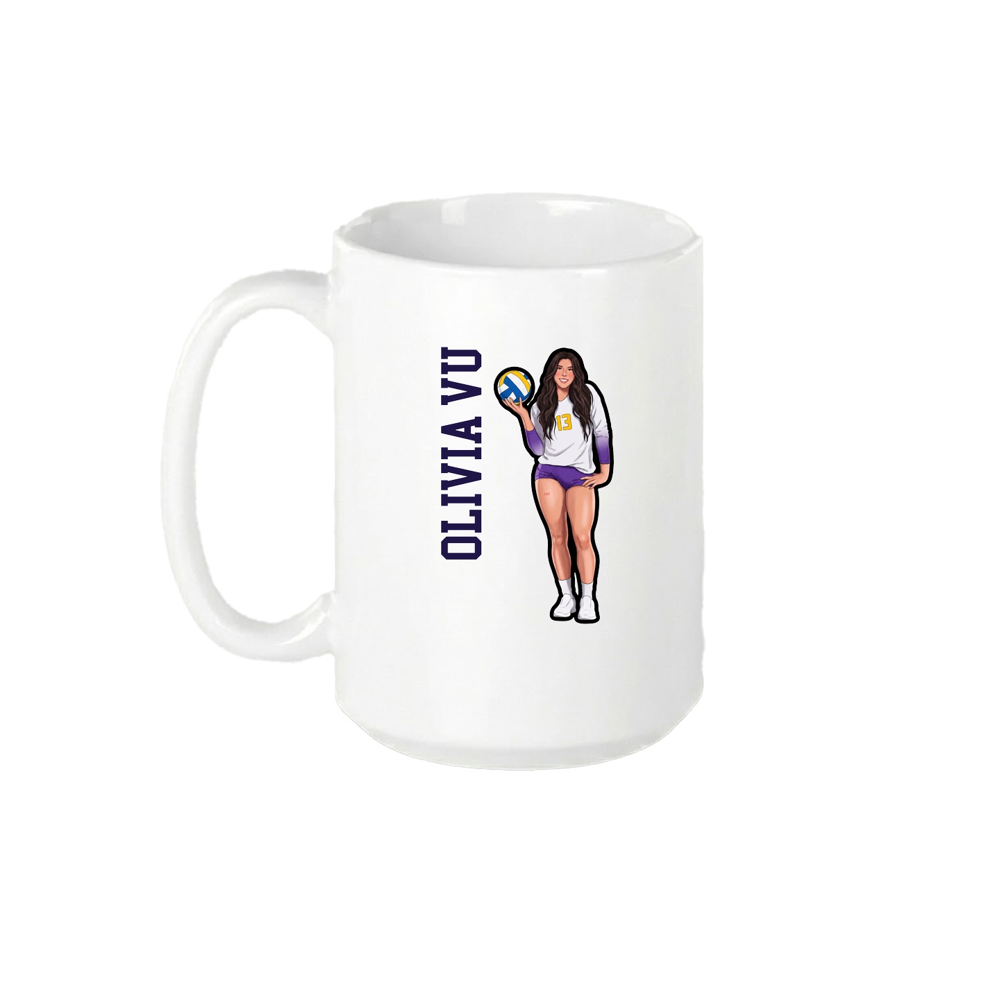 15oz Coffee Mug — Name Vertical in White