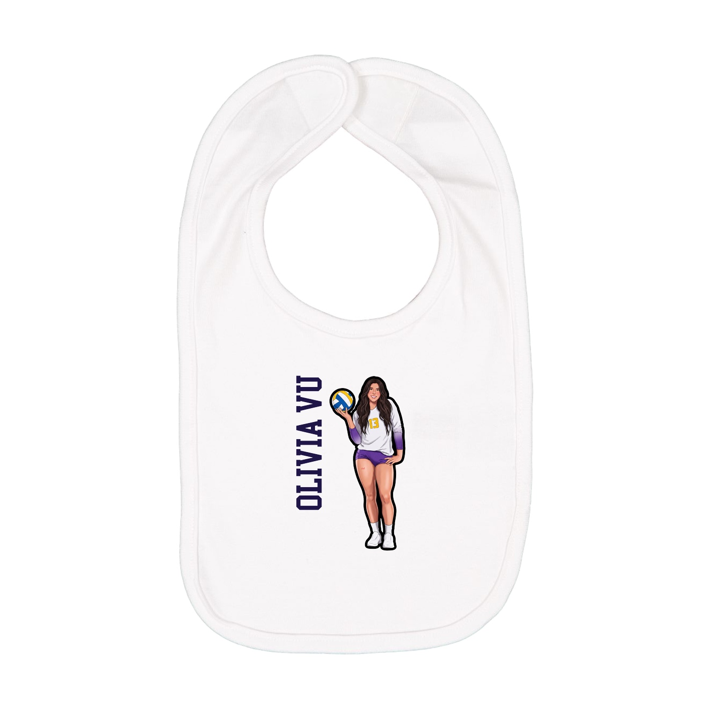 Infant Bib — Name Vertical in White
