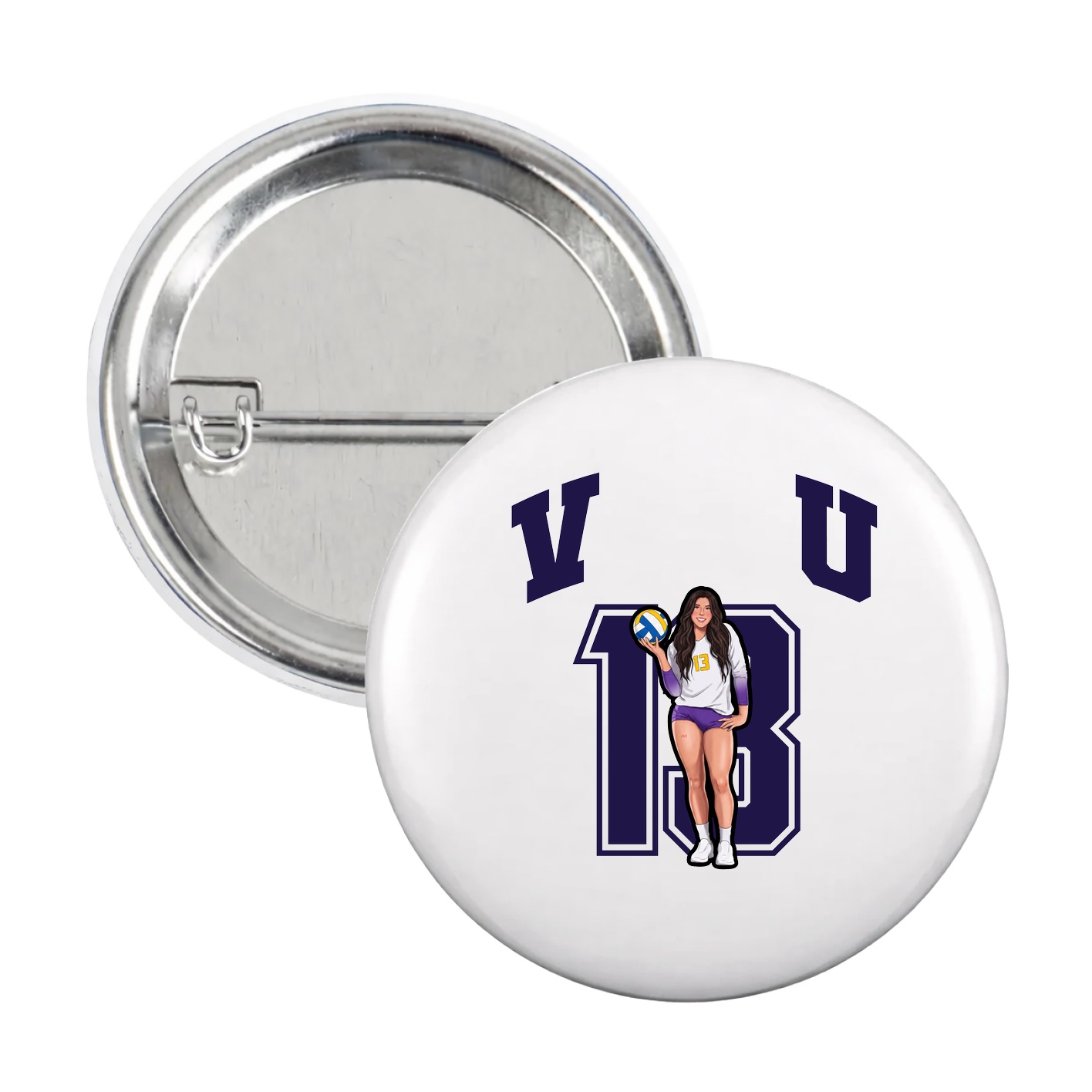 Game Day Button — Number in White