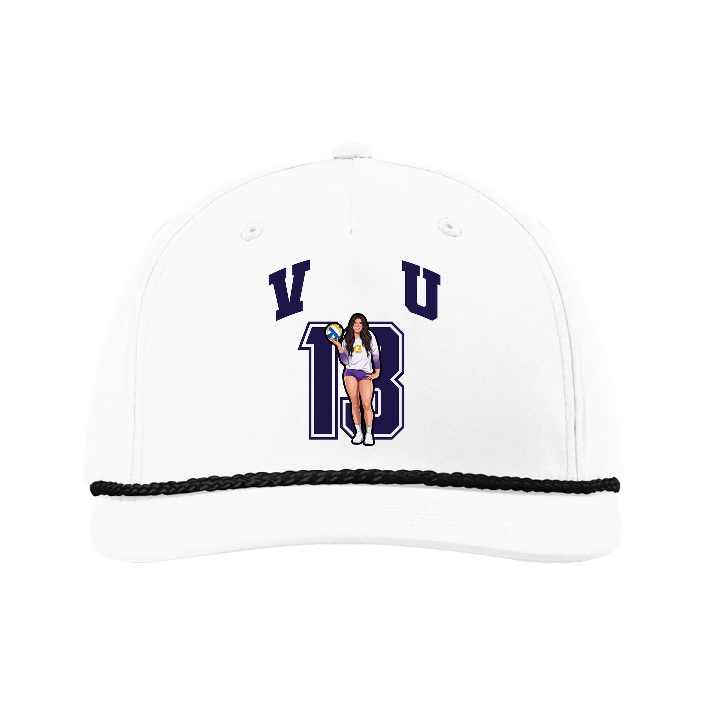 Five-Panel Classic Rope Cap — Number in White