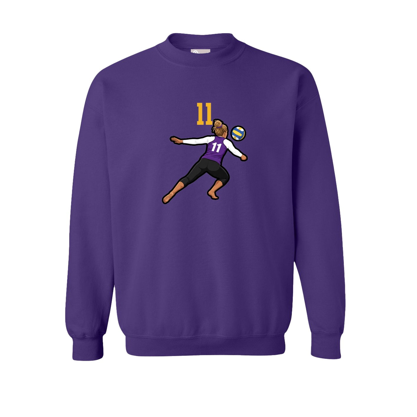 Fleece Crew — Number Top in Purple