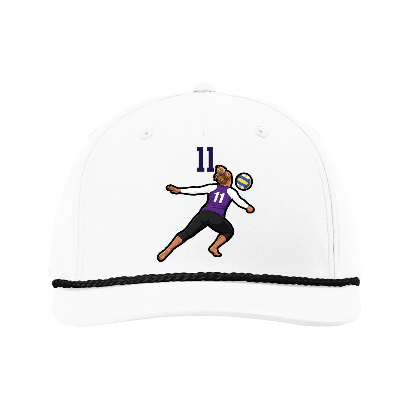 Five-Panel Classic Rope Cap — Number Top in White