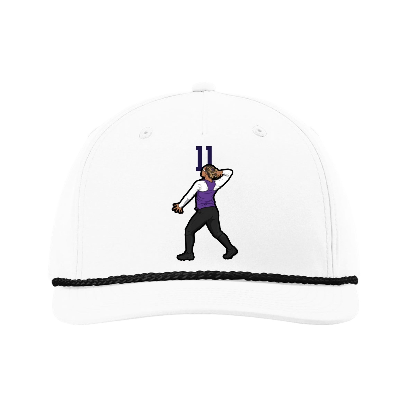 Five-Panel Classic Rope Cap — Number Top in White
