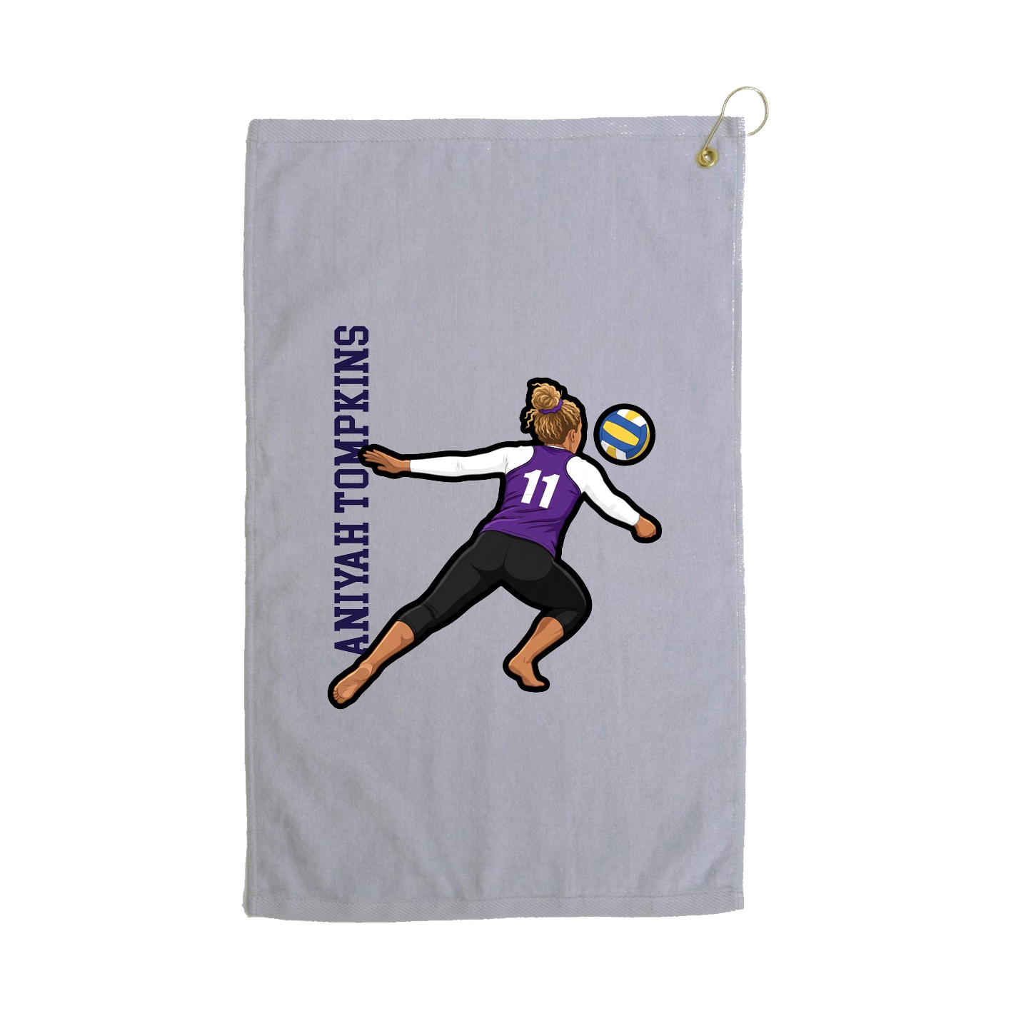 Golf Towel — Name Vertical in Grey